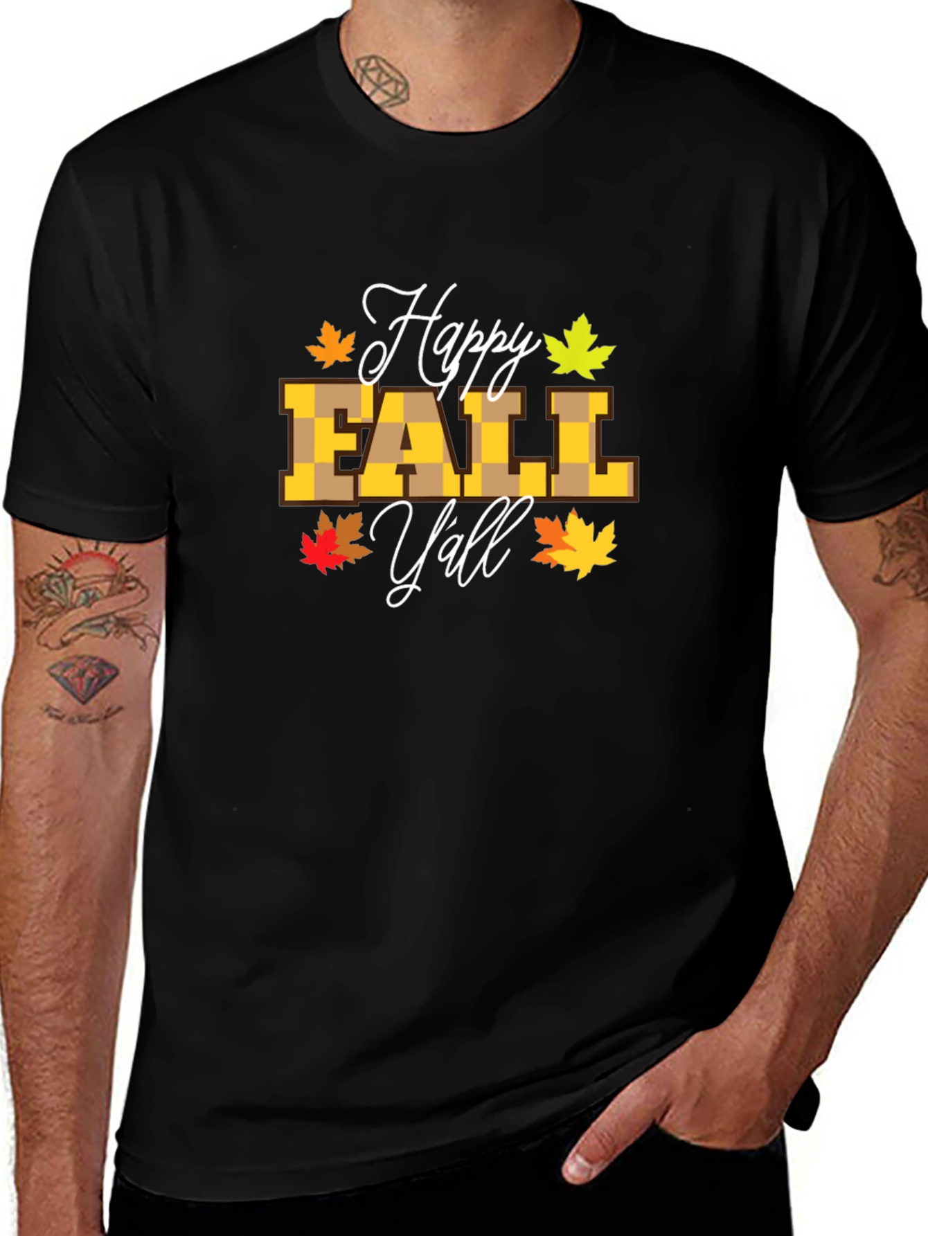Happy Fall Yall Black T-Shirt