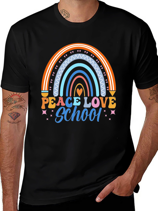 Peace Love School Rainbow Graphic Tee