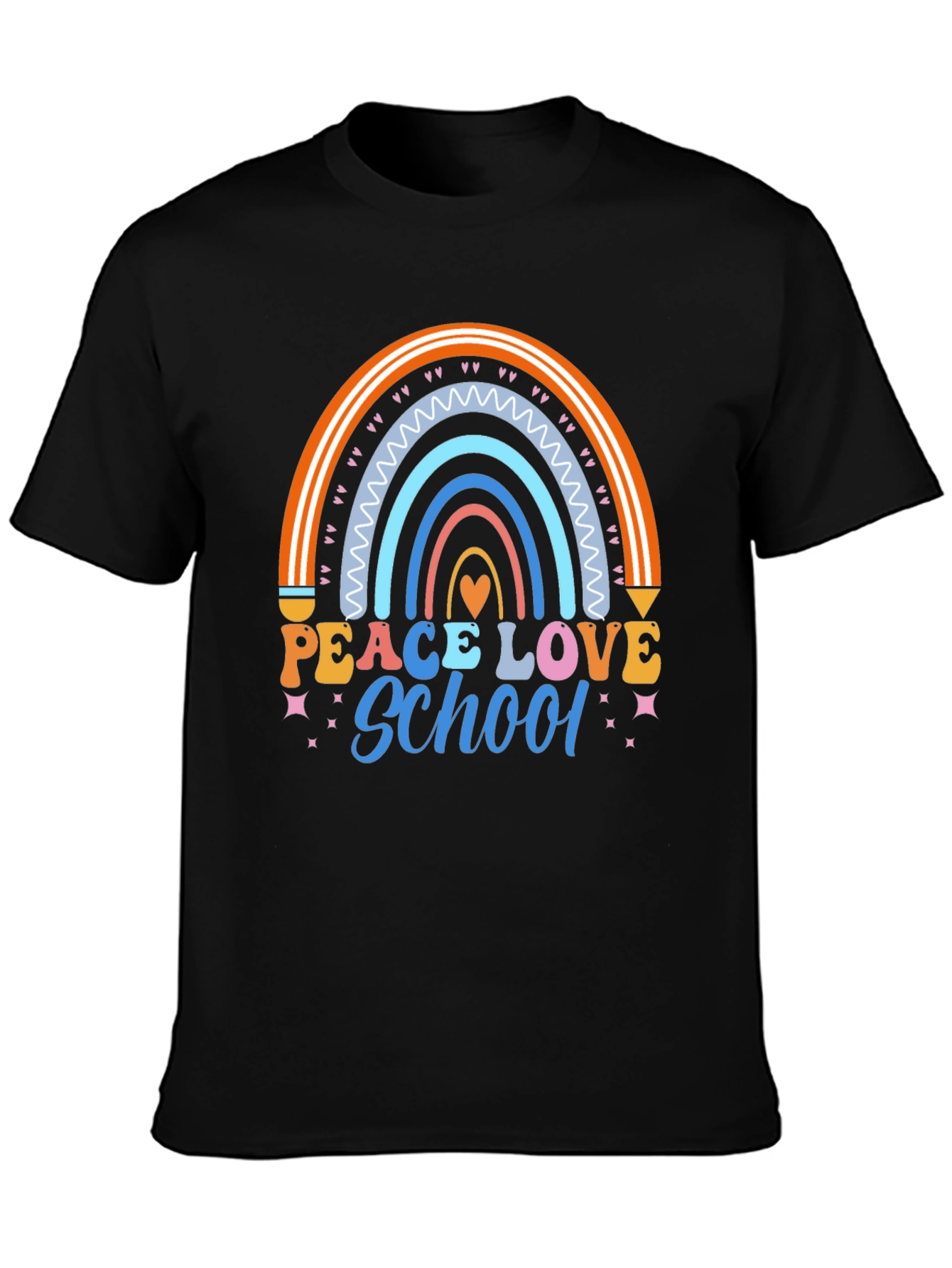 Peace Love School Rainbow Graphic Tee
