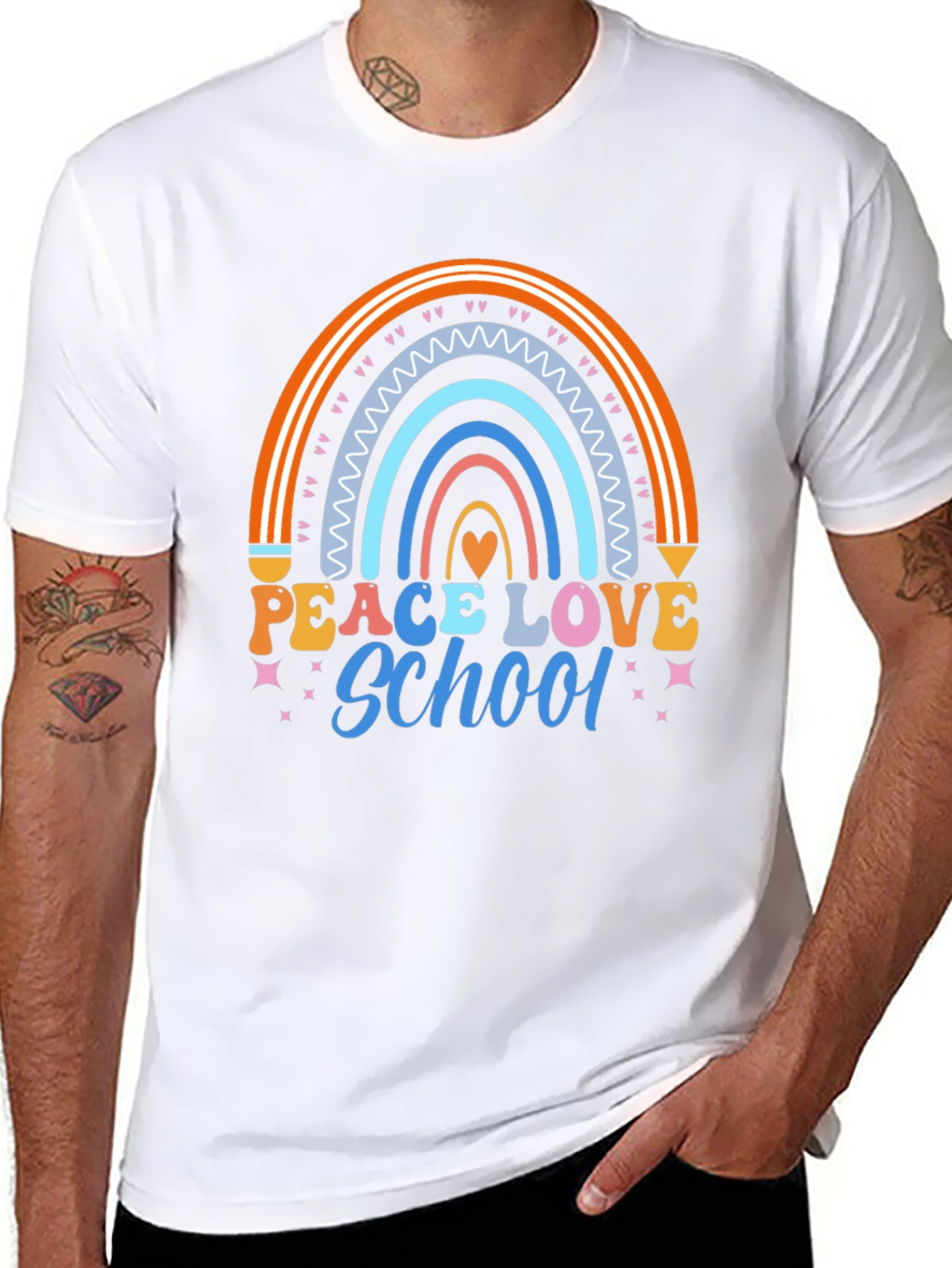 Peace Love School Rainbow Graphic Tee