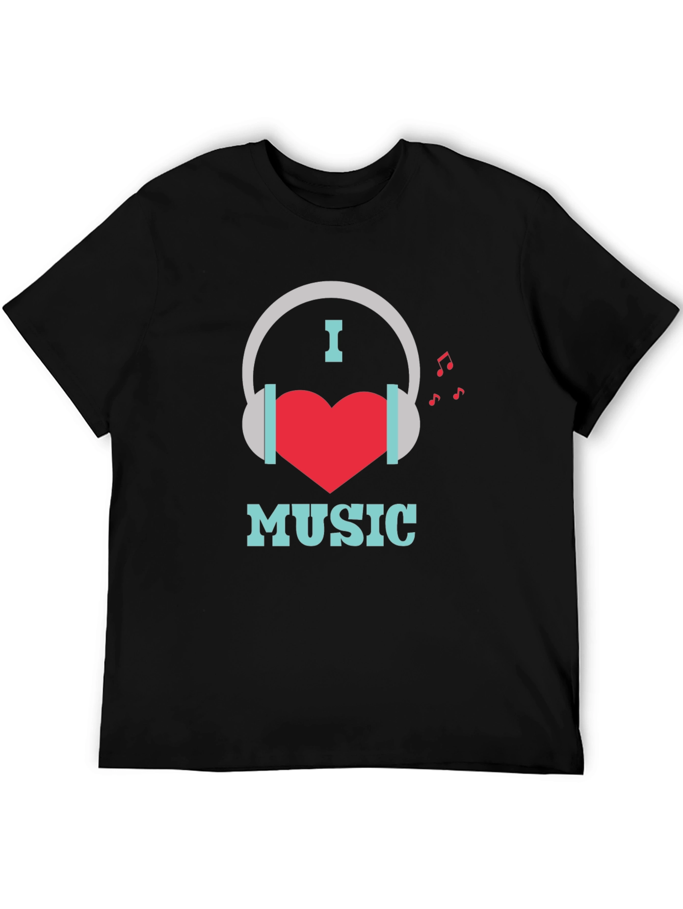I Heart Music Graphic Print Black T-Shirt