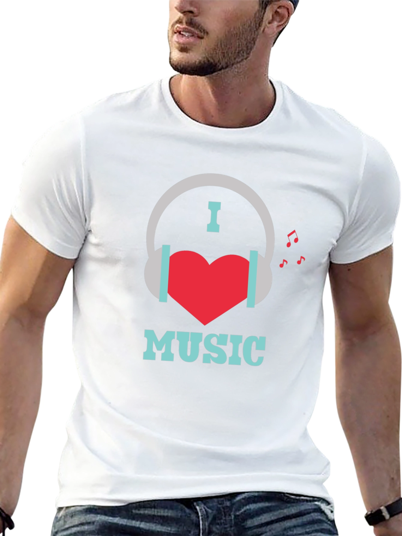 I Heart Music Graphic Print Black T-Shirt