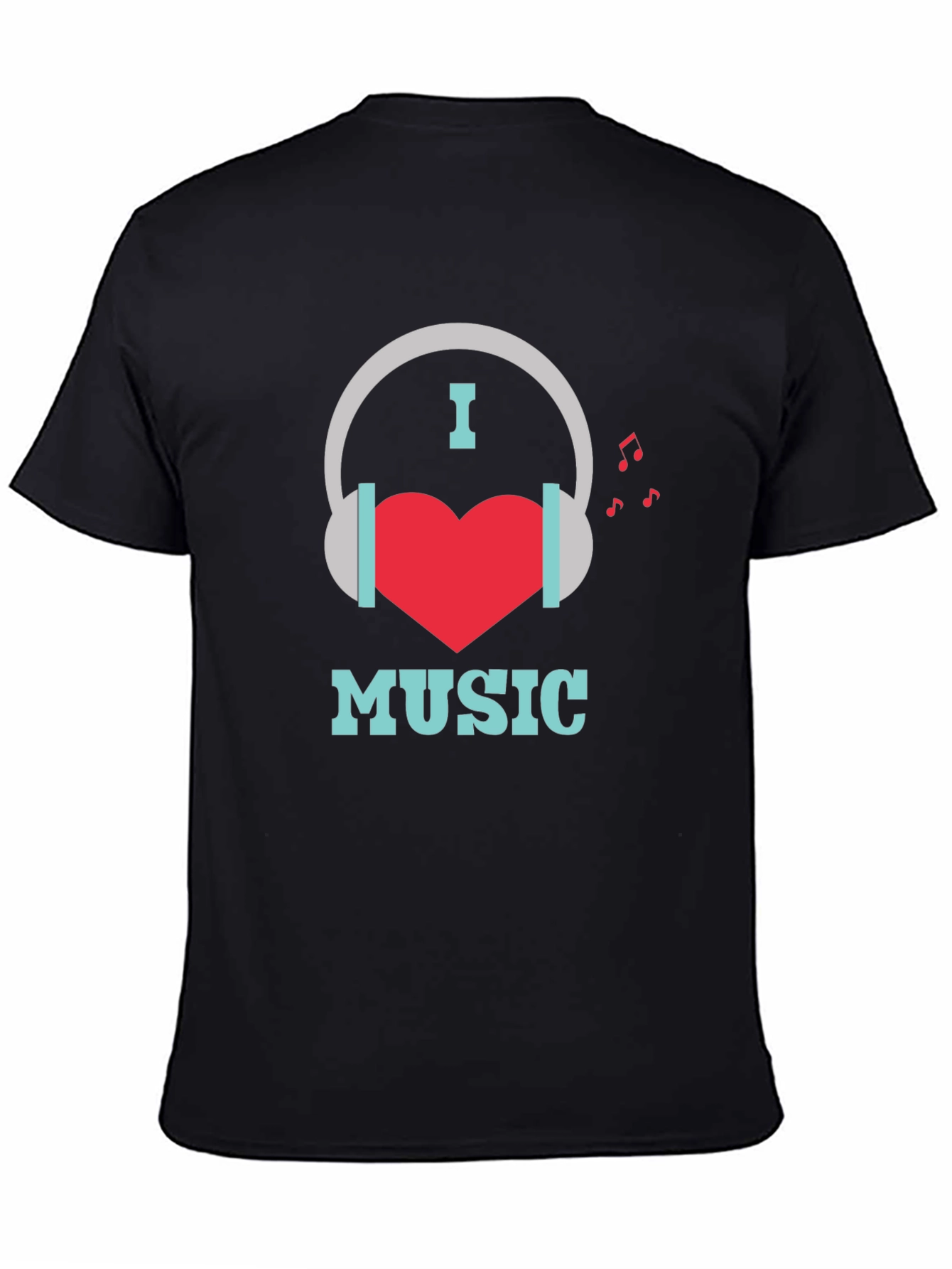 I Heart Music Graphic Print Black T-Shirt