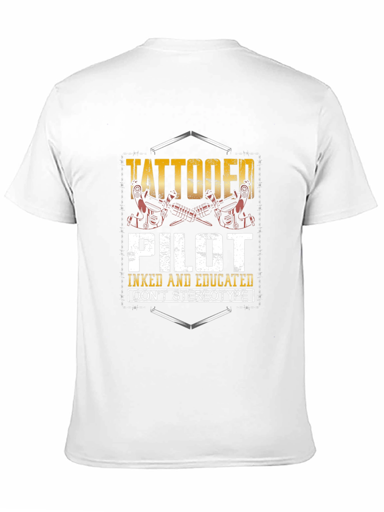Tattooed Pilot Graphic Tee - Inked and Educated T-Shirt