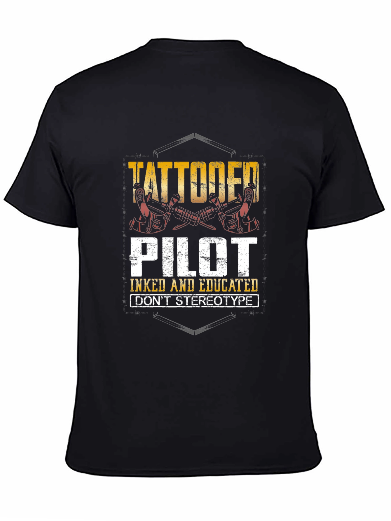Tattooed Pilot Graphic Tee - Inked and Educated T-Shirt