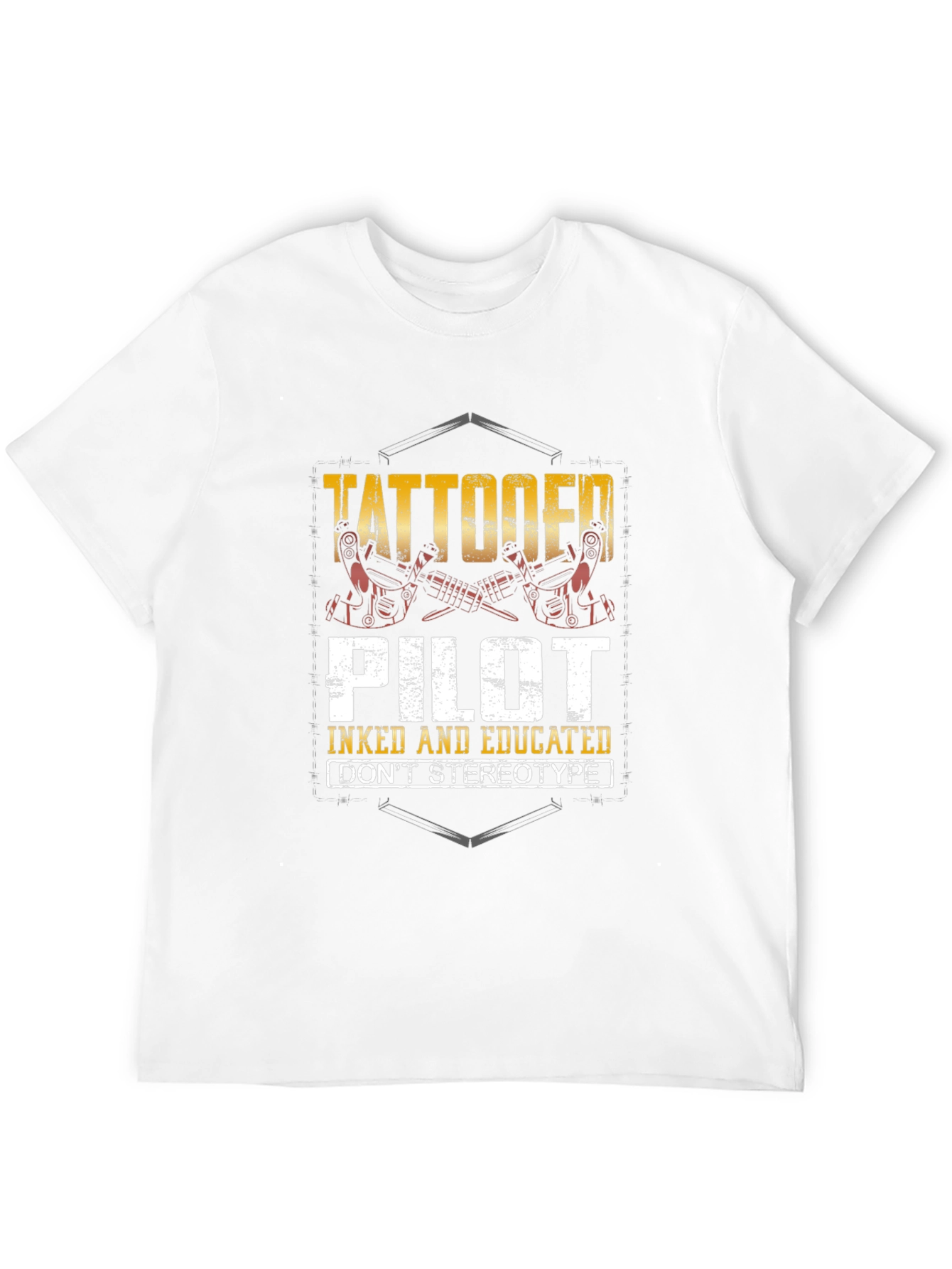 Tattooed Pilot Graphic Tee - Inked and Educated T-Shirt