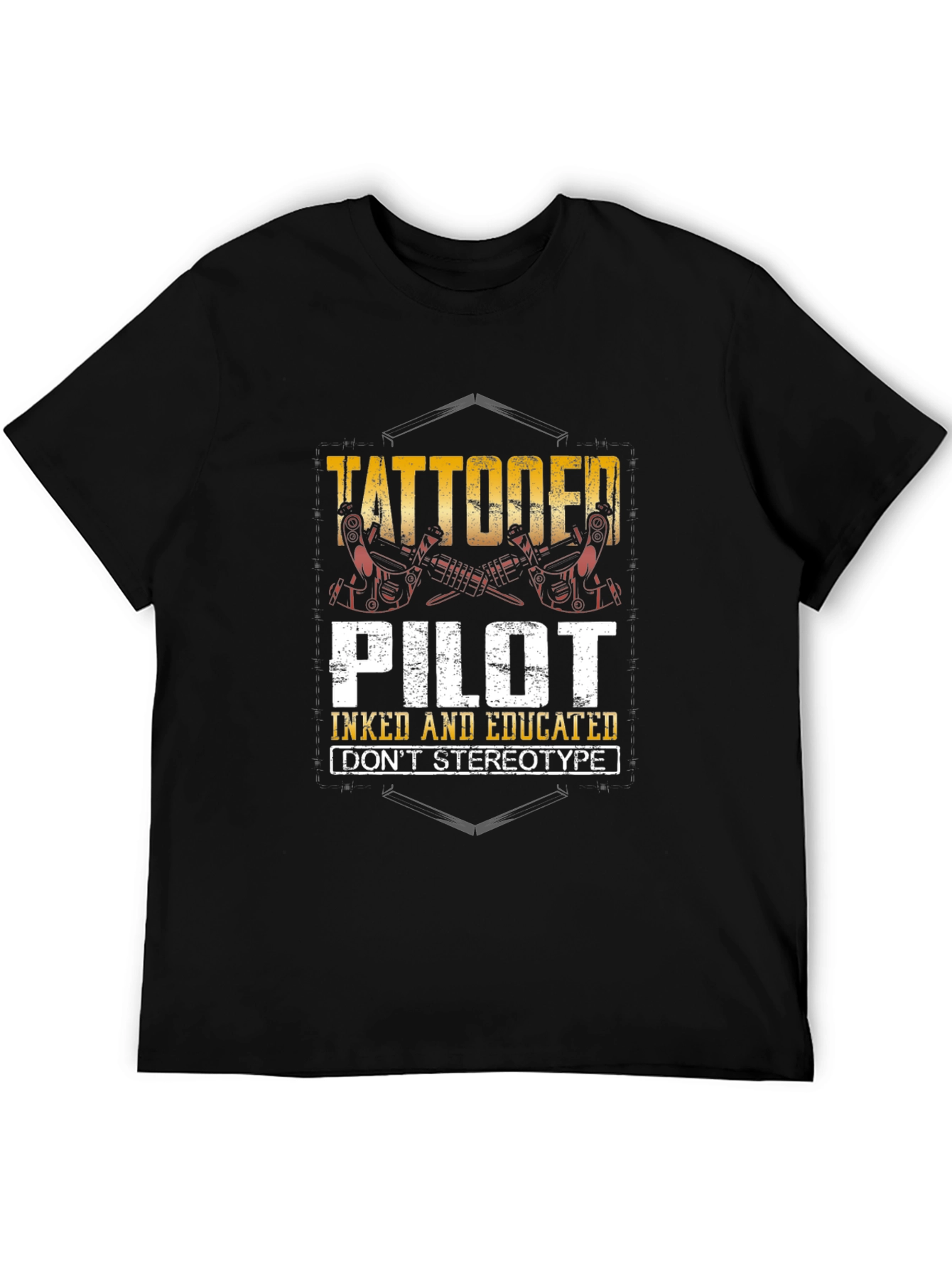 Tattooed Pilot Graphic Tee - Inked and Educated T-Shirt