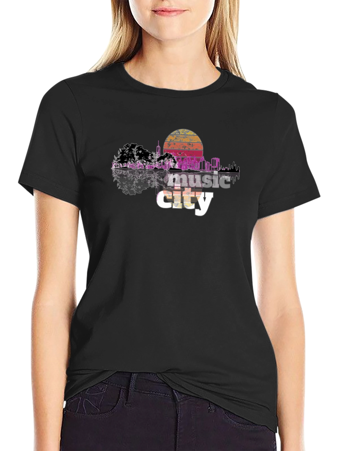 Music City Black Graphic T-Shirt