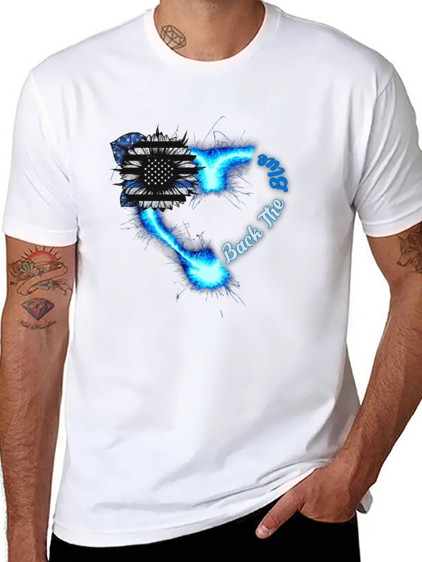 Back The Blue Sunflower Graphic Tee