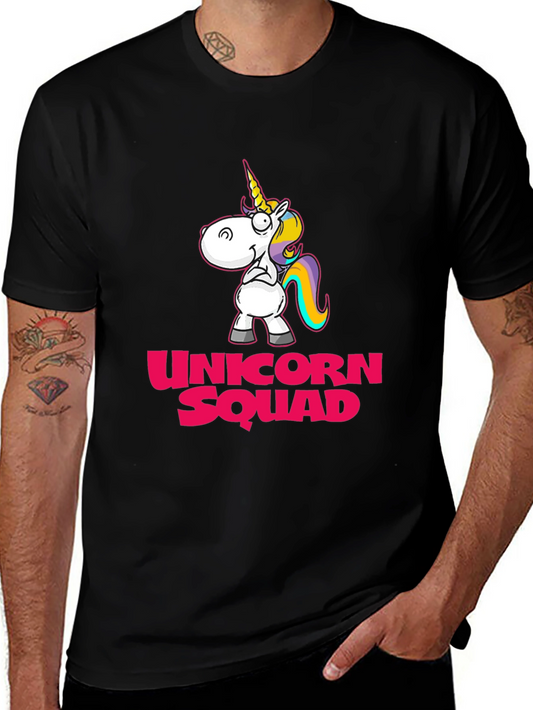 Unicorn Squad Graphic Tee - Black Cotton T-Shirt