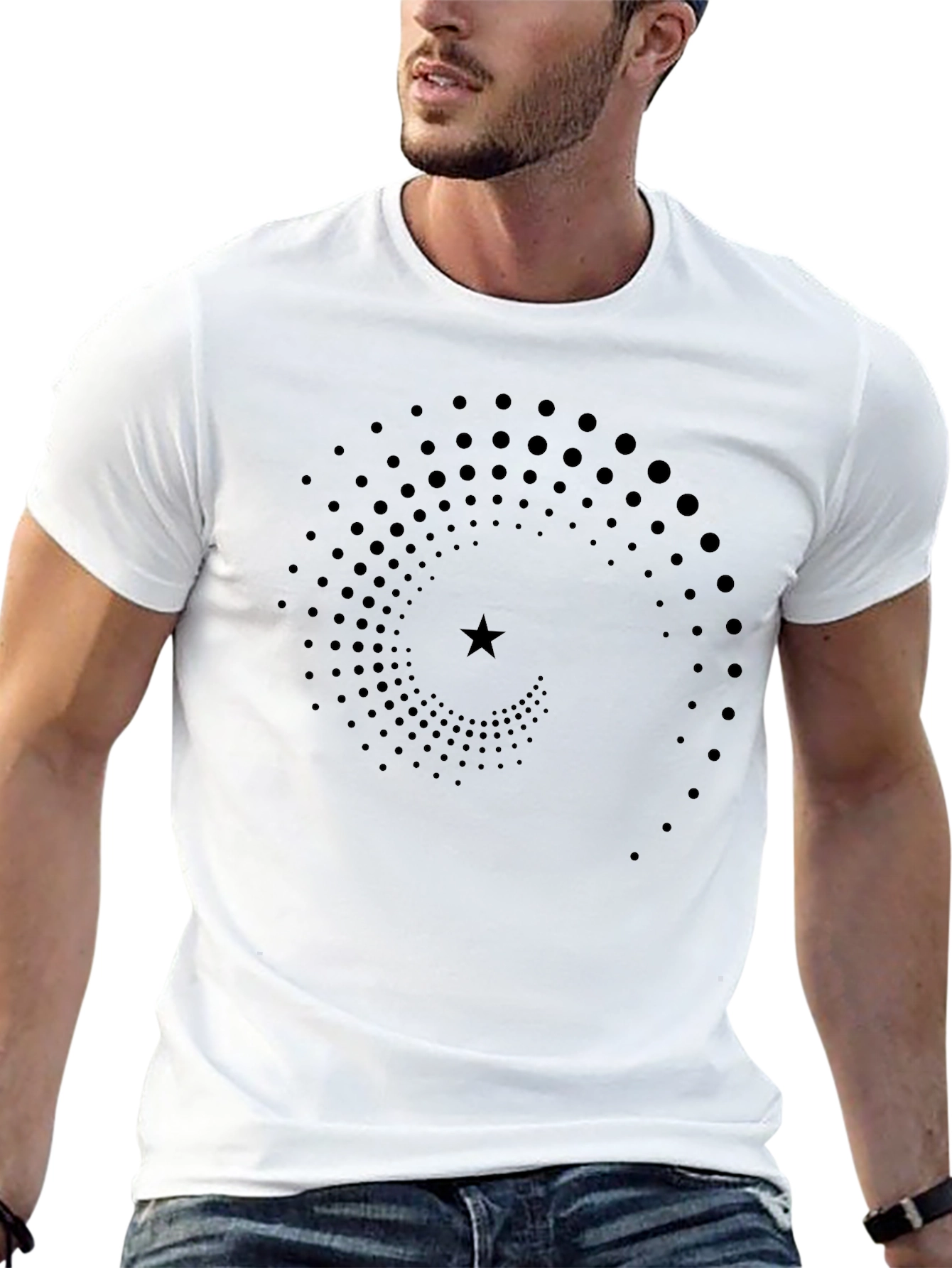 Spiral Star Graphic T-Shirt - Black