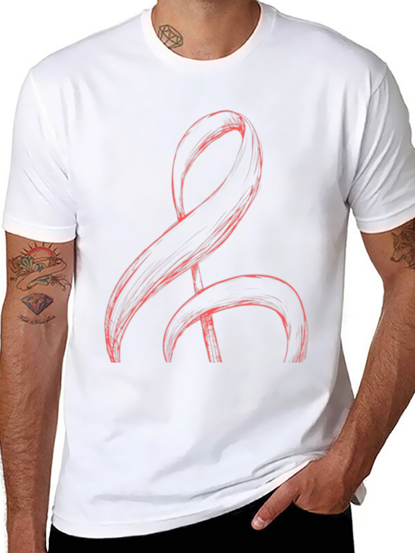 Abstract Red Graphic Tee - Mens Black T-Shirt
