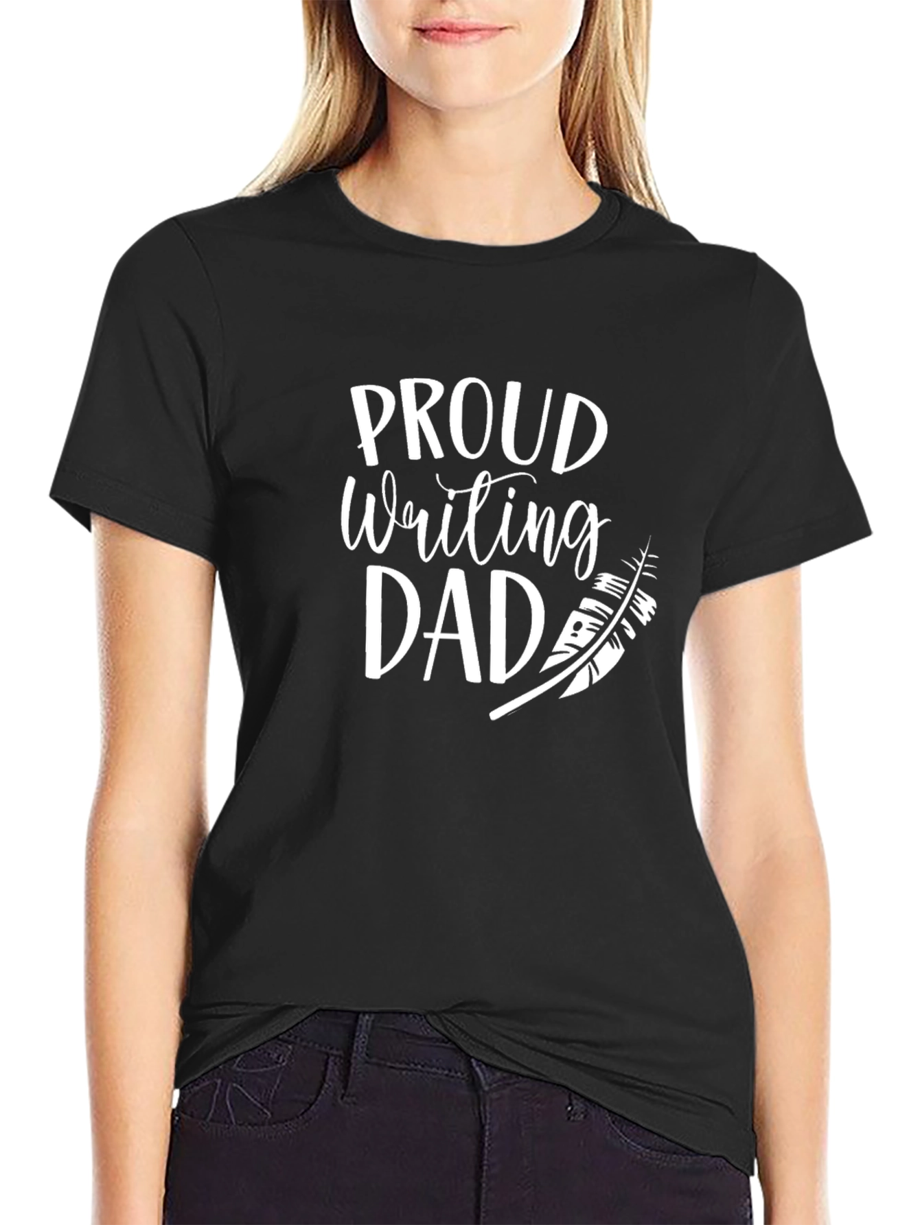 Proud Writing Dad T-Shirt - Black