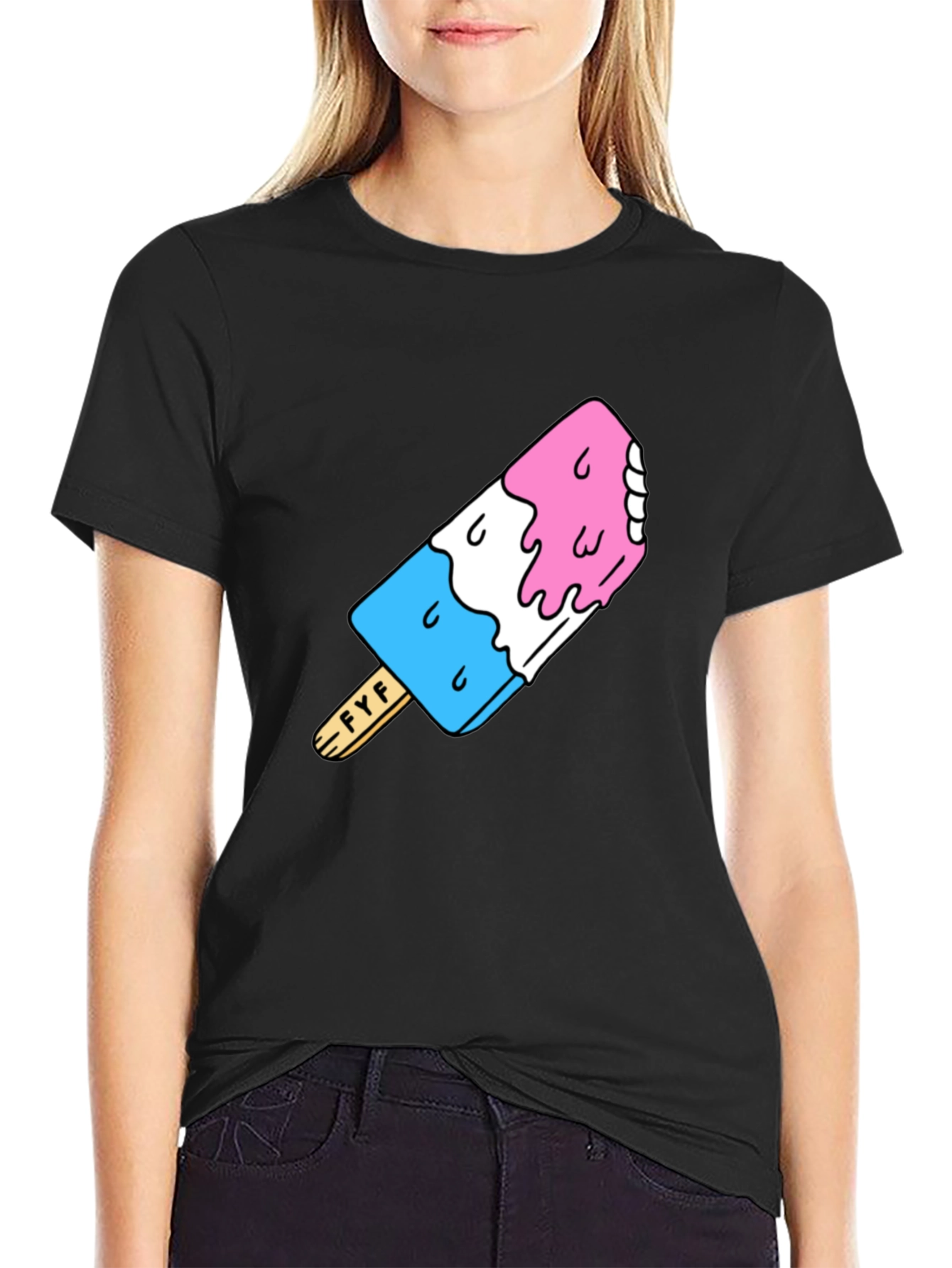 Fun Popsicle Graphic T-Shirt - Black Cotton Tee