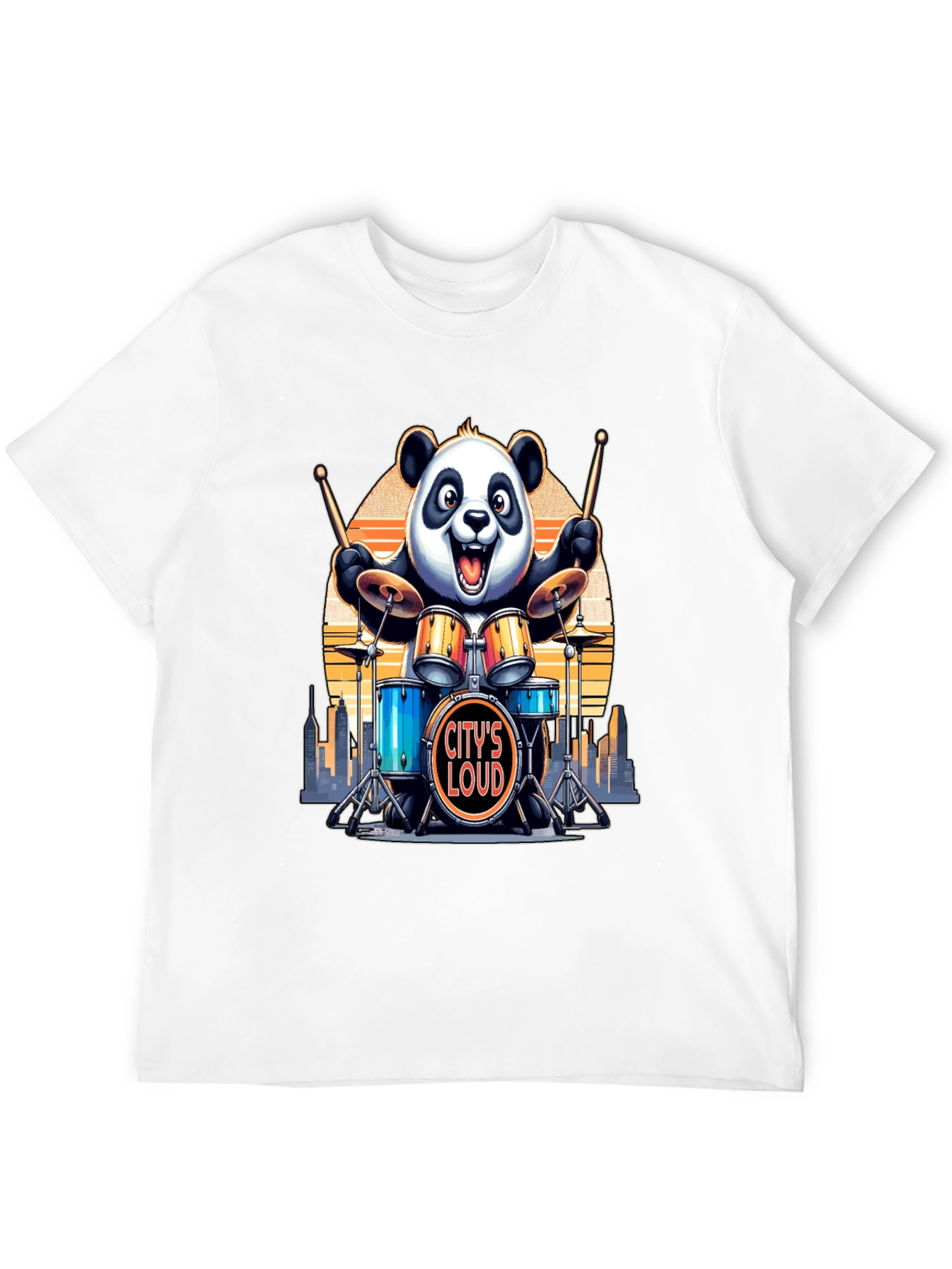 Citys Loud Panda Drummer T-Shirt