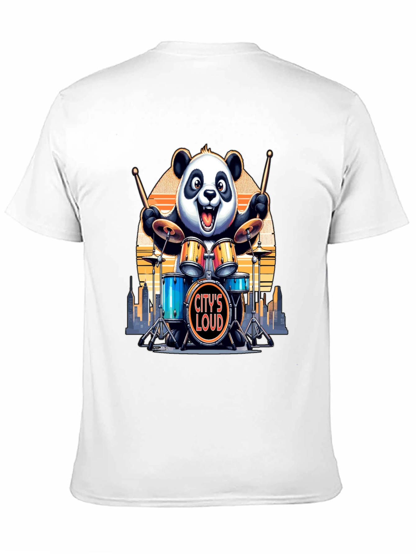 Citys Loud Panda Drummer T-Shirt