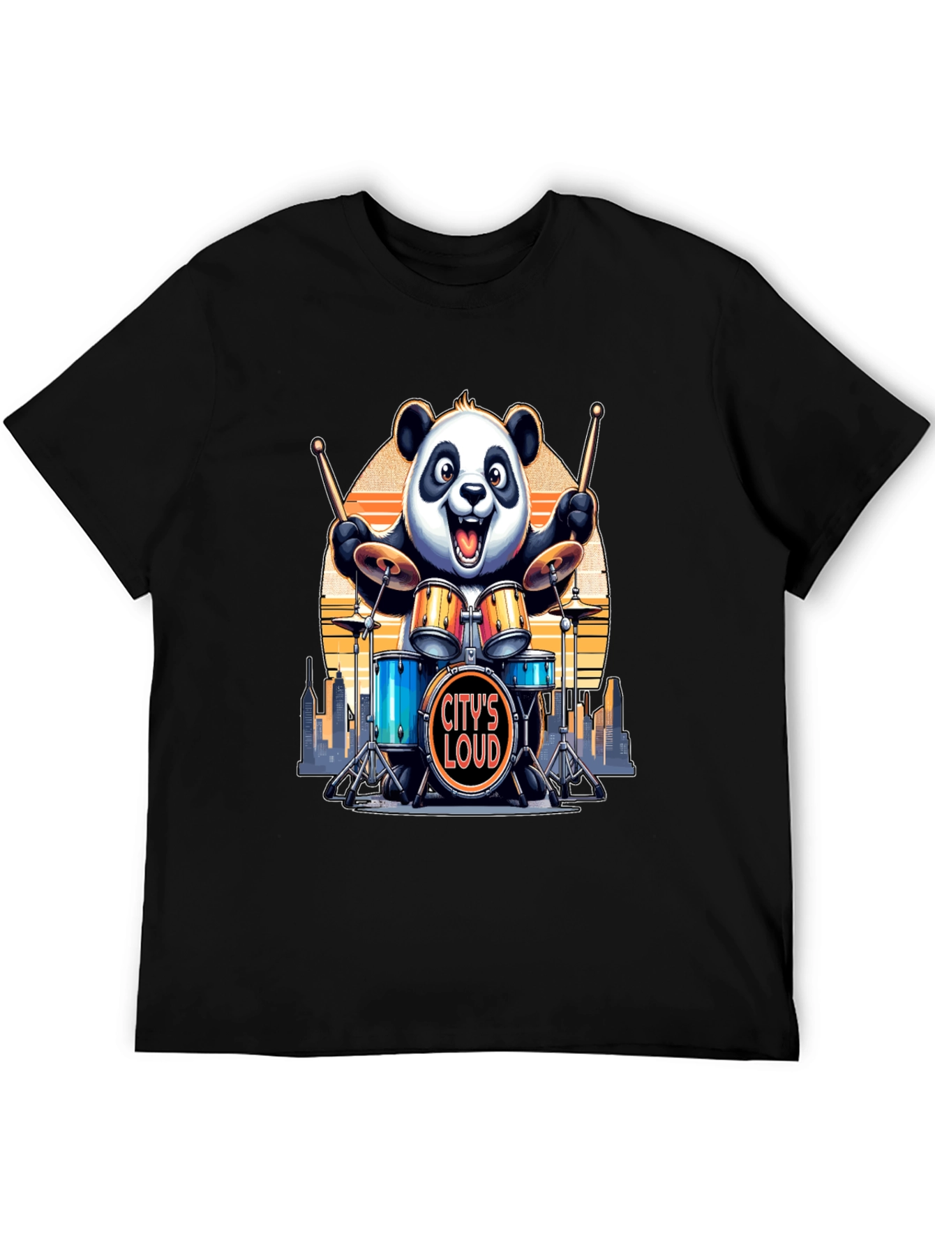Citys Loud Panda Drummer T-Shirt