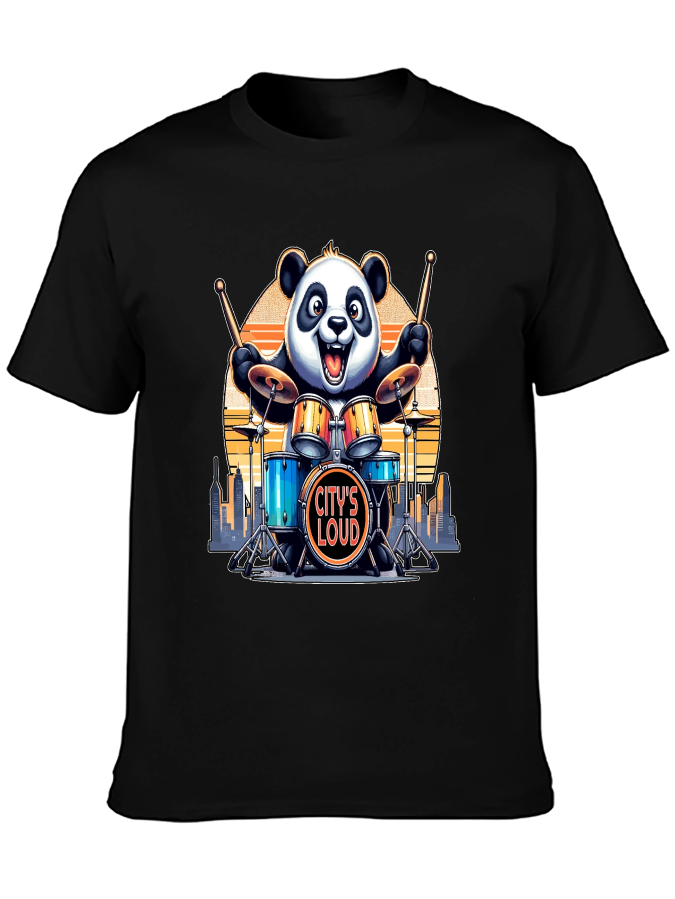 Citys Loud Panda Drummer T-Shirt
