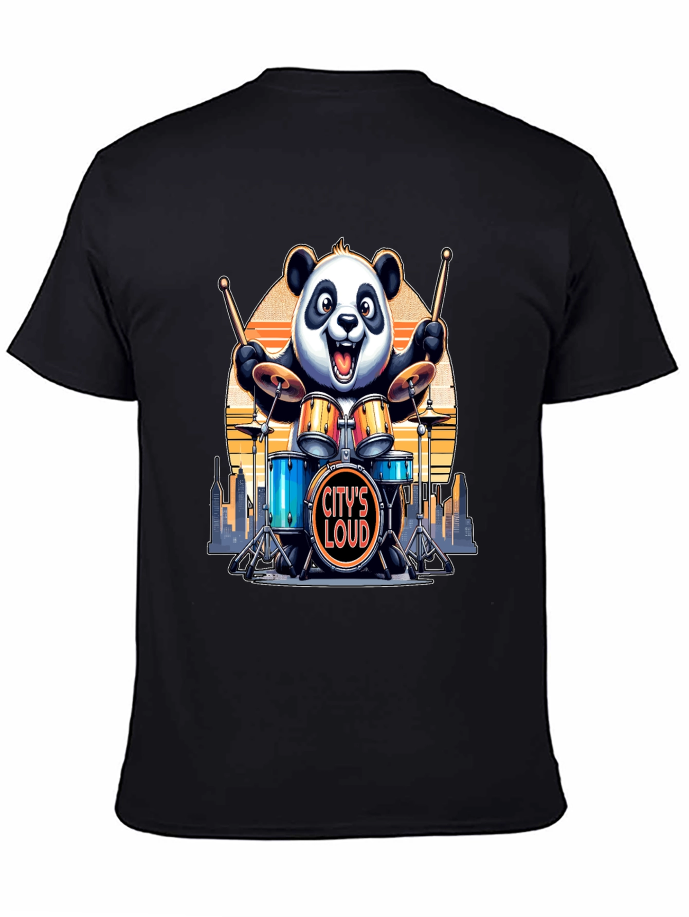 Citys Loud Panda Drummer T-Shirt