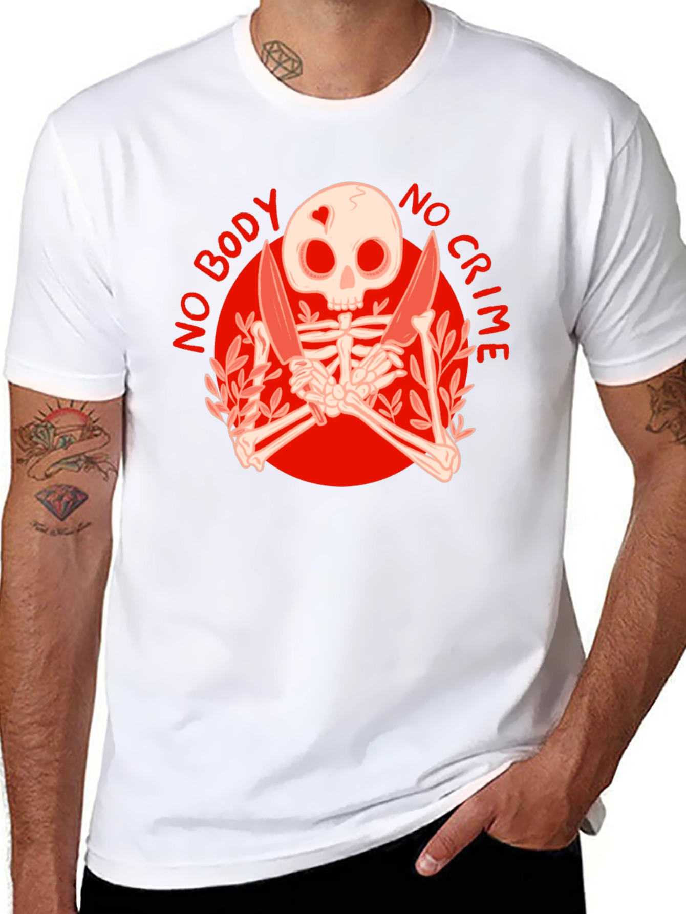 No Body No Crime Skeleton Graphic Tee