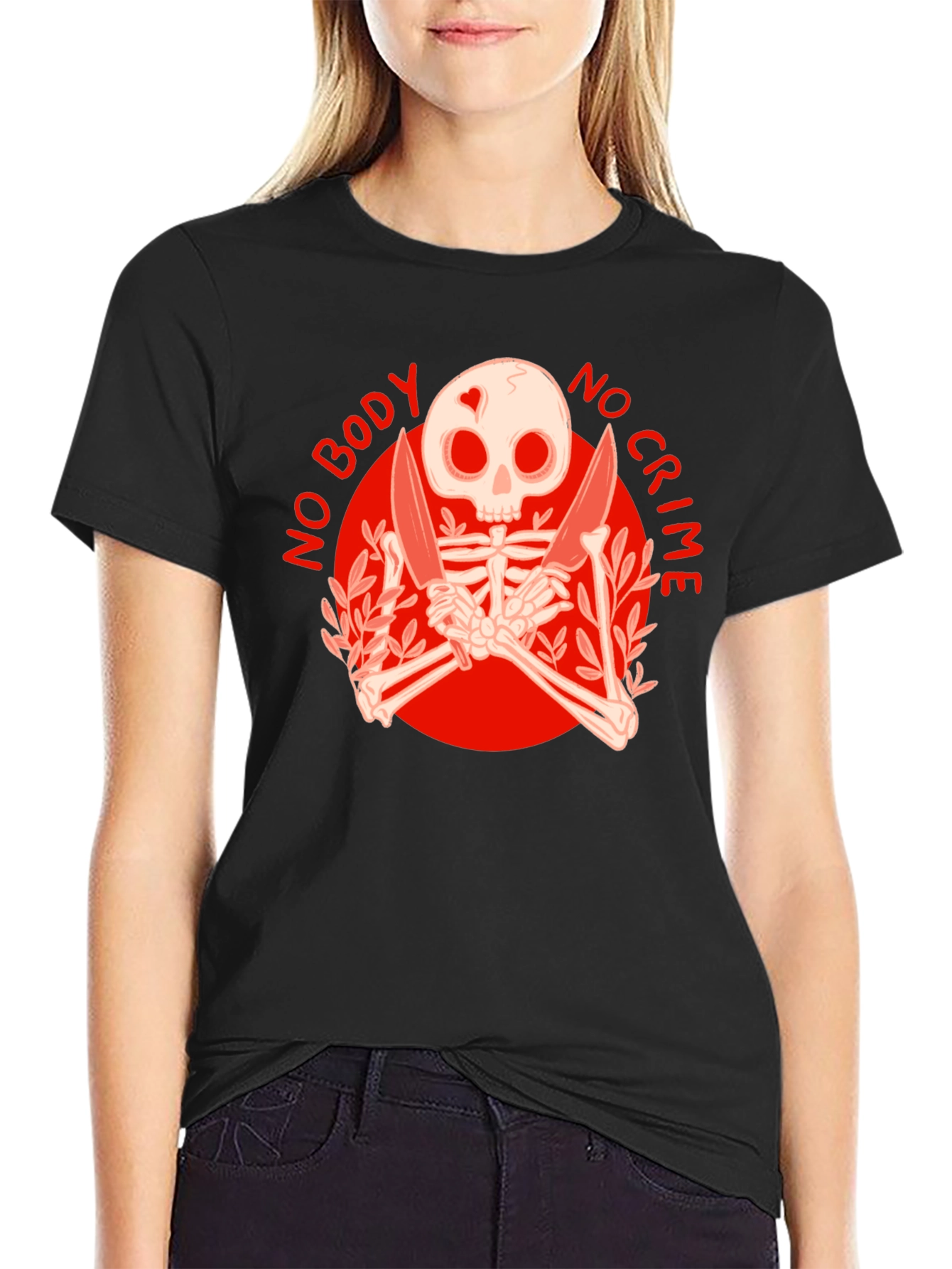 No Body No Crime Skeleton Graphic Tee