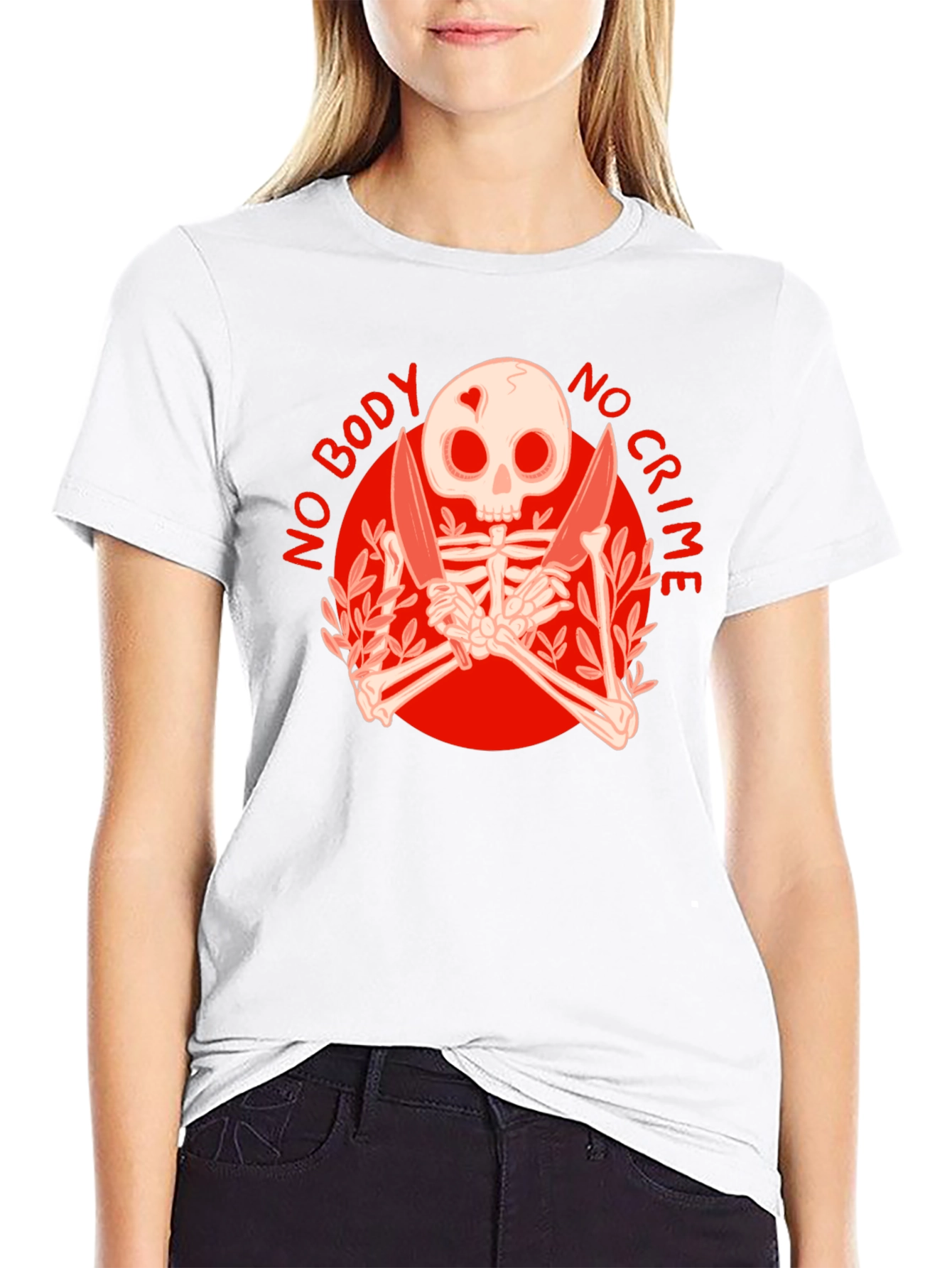 No Body No Crime Skeleton Graphic Tee