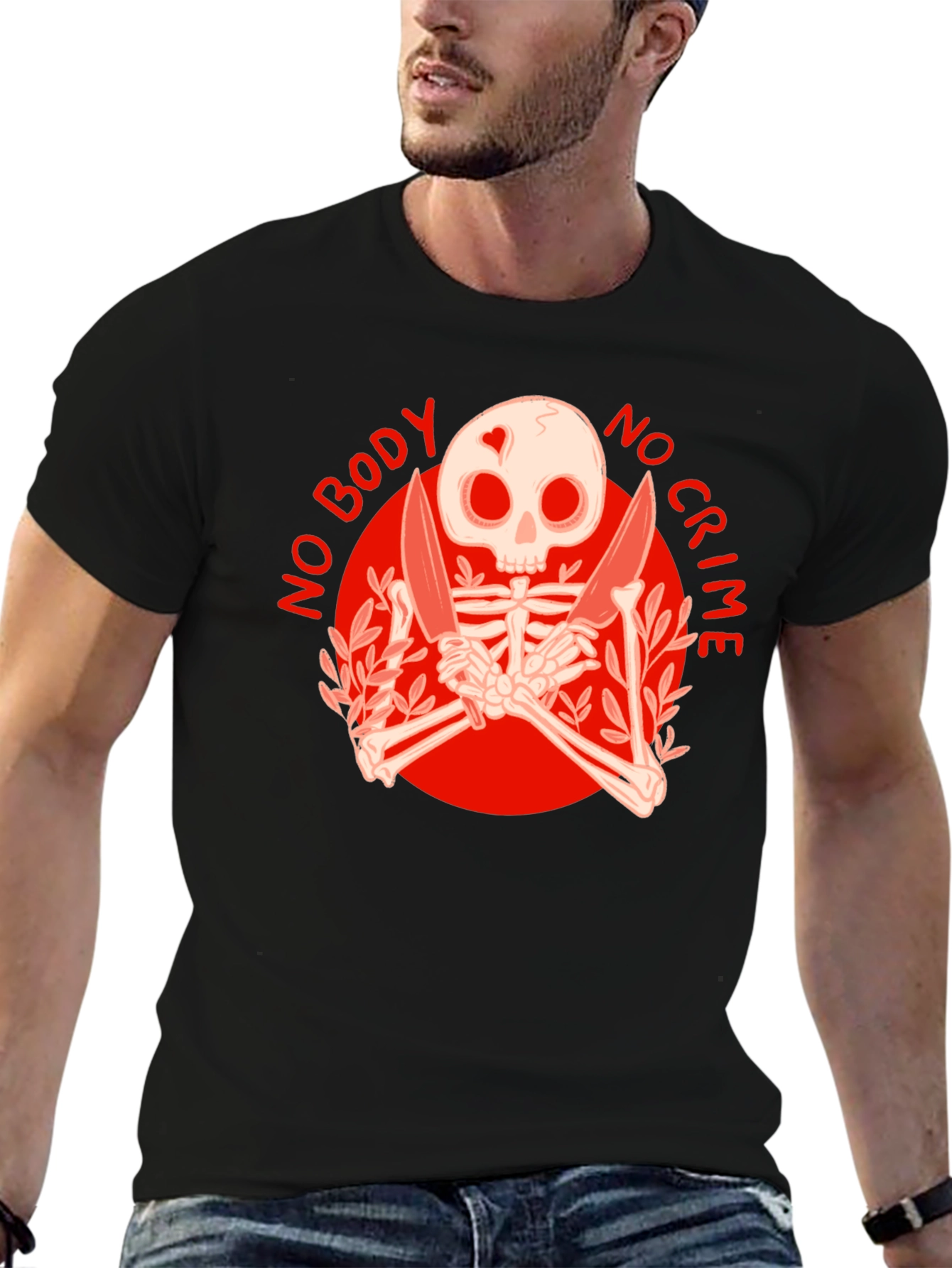 No Body No Crime Skeleton Graphic Tee