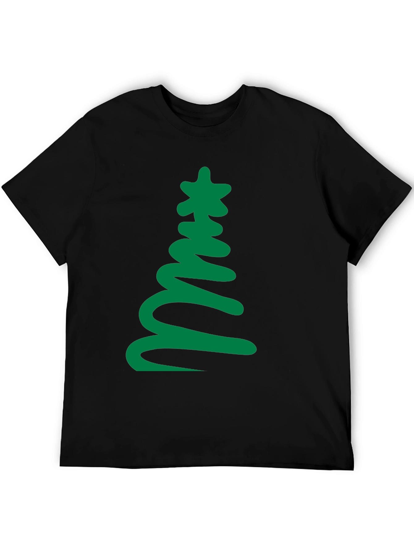 Festive Tree Graphic Tee - Black Holiday Shirt