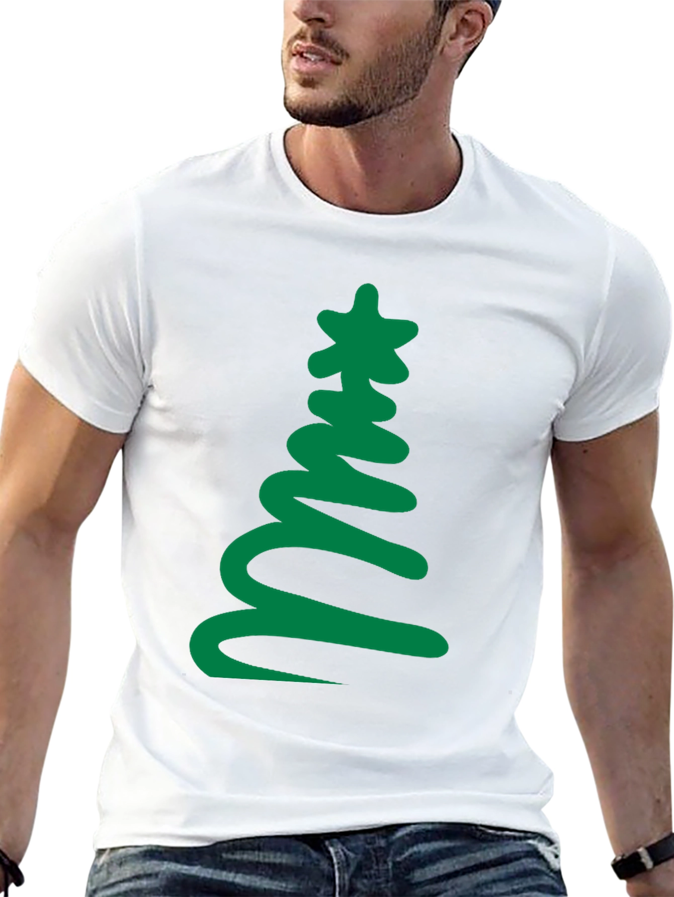Festive Tree Graphic Tee - Black Holiday Shirt