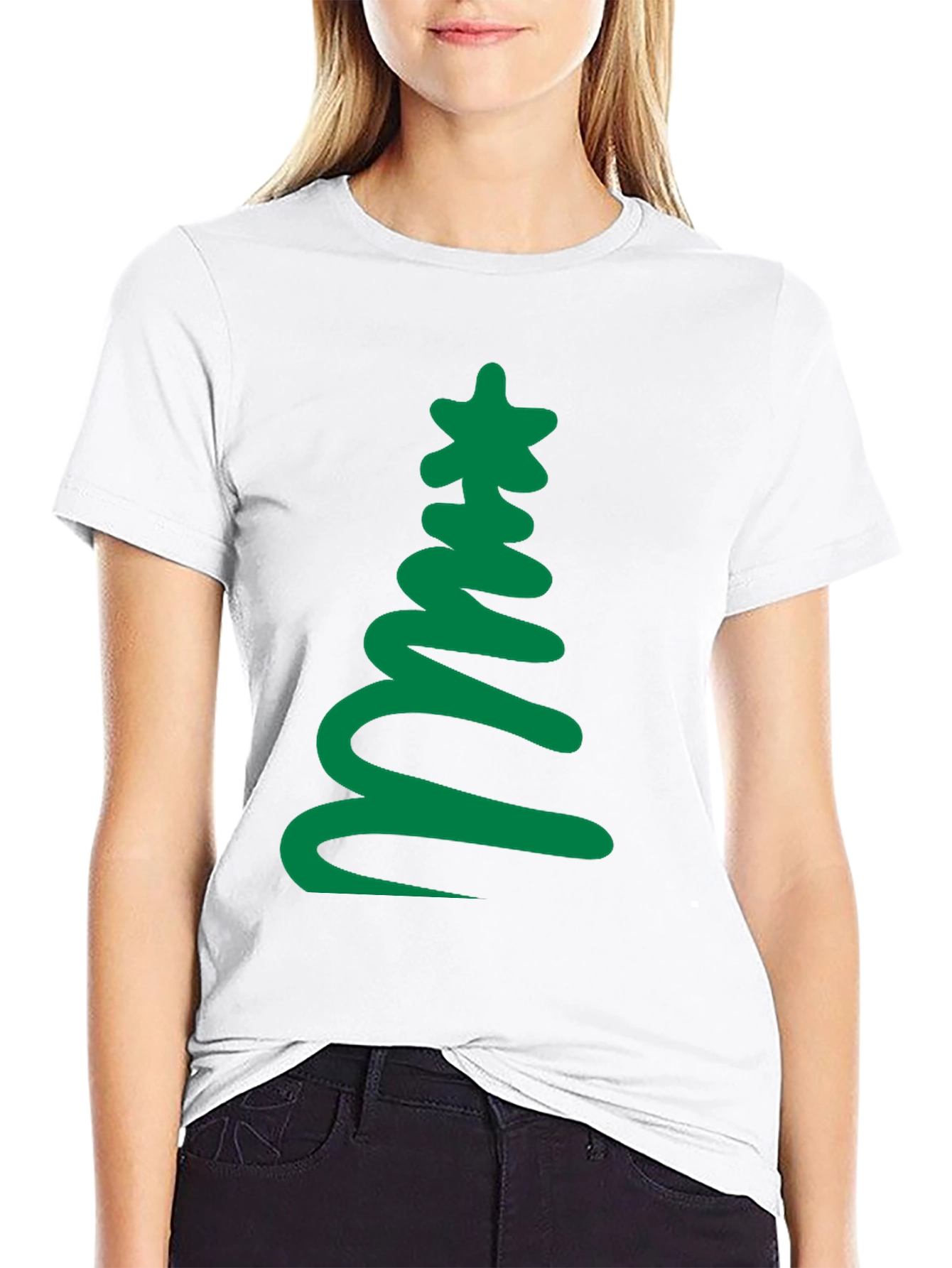 Festive Tree Graphic Tee - Black Holiday Shirt
