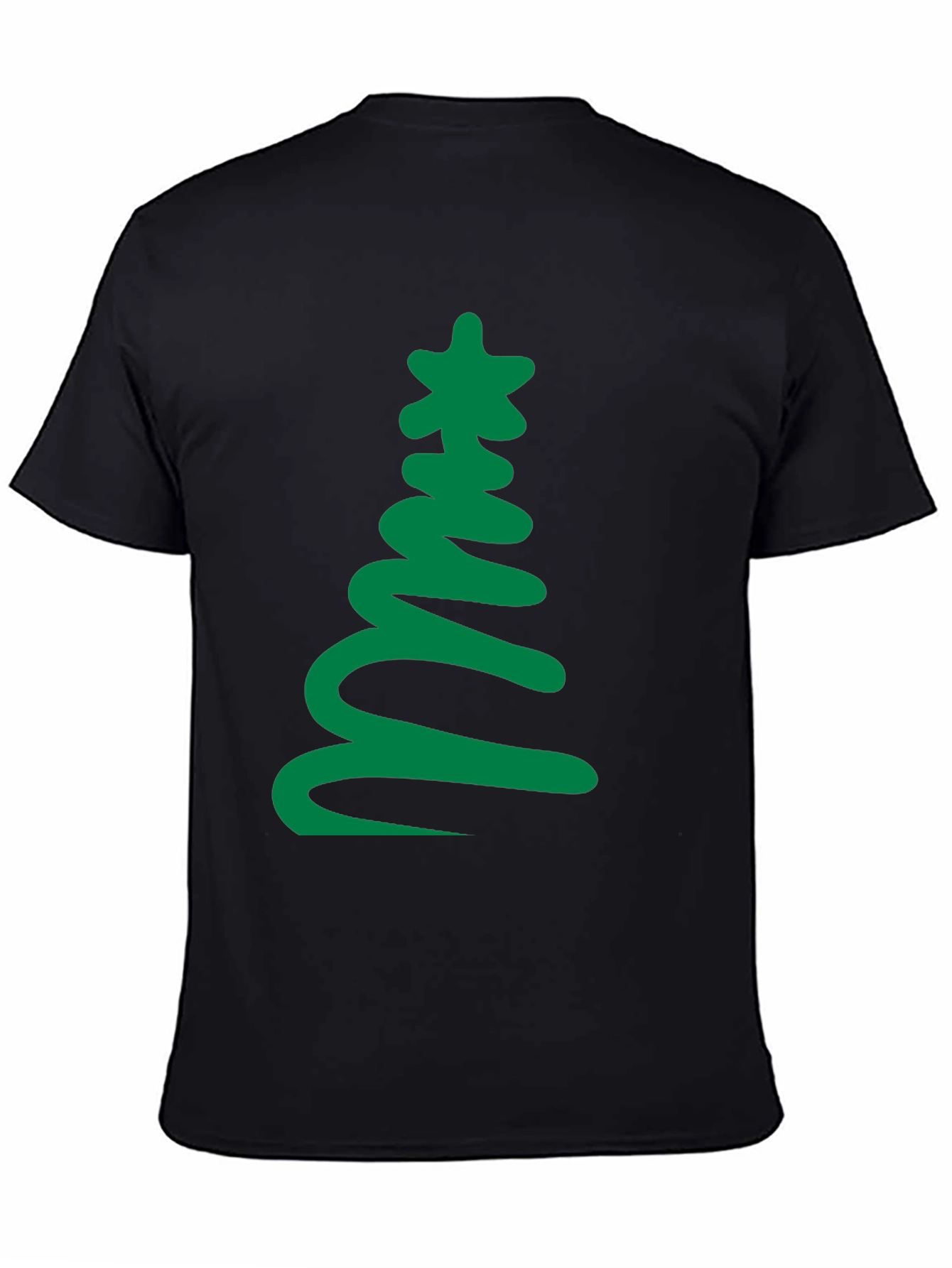 Festive Tree Graphic Tee - Black Holiday Shirt