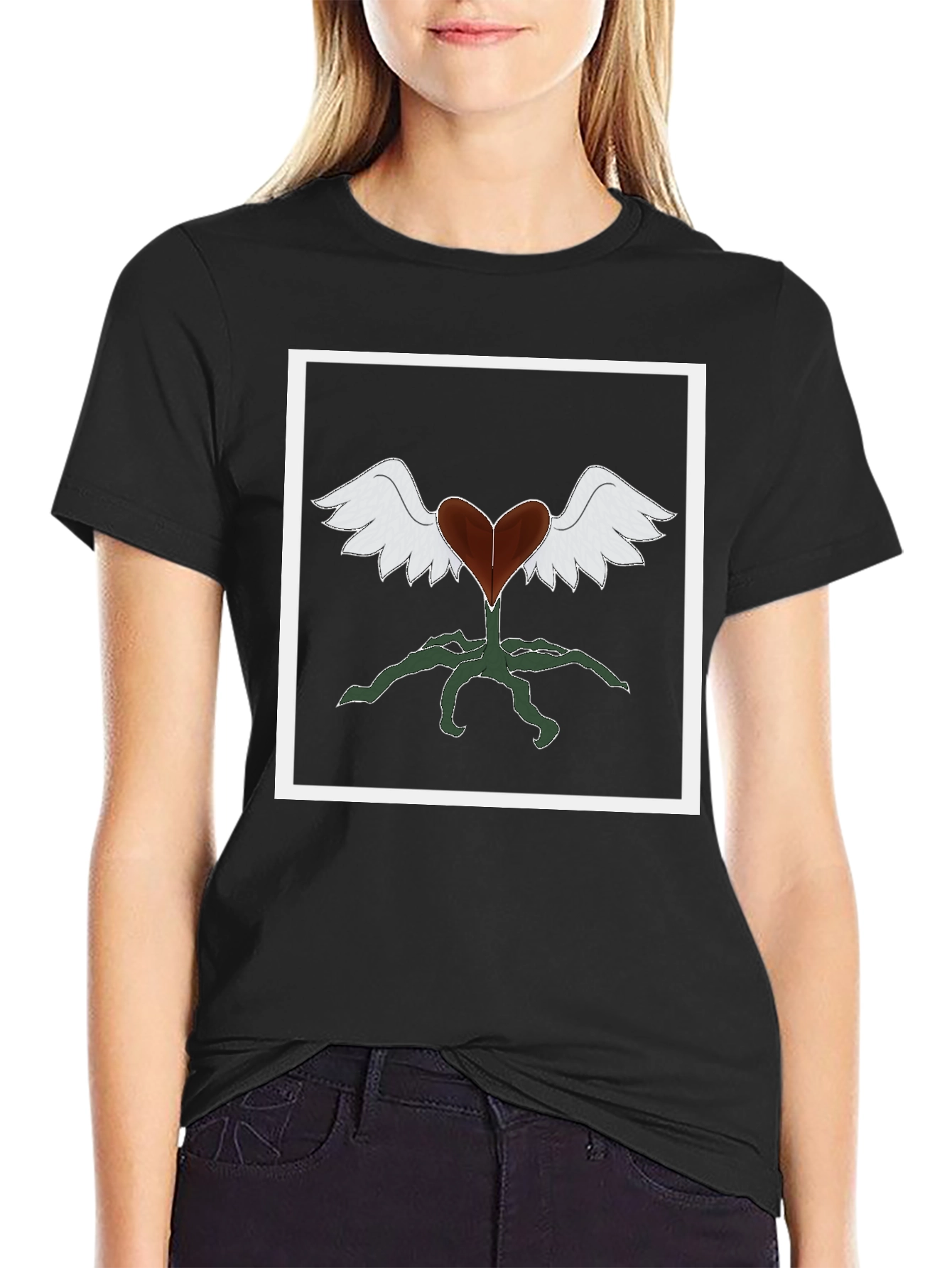 Heart with Wings Graphic Tee - Black