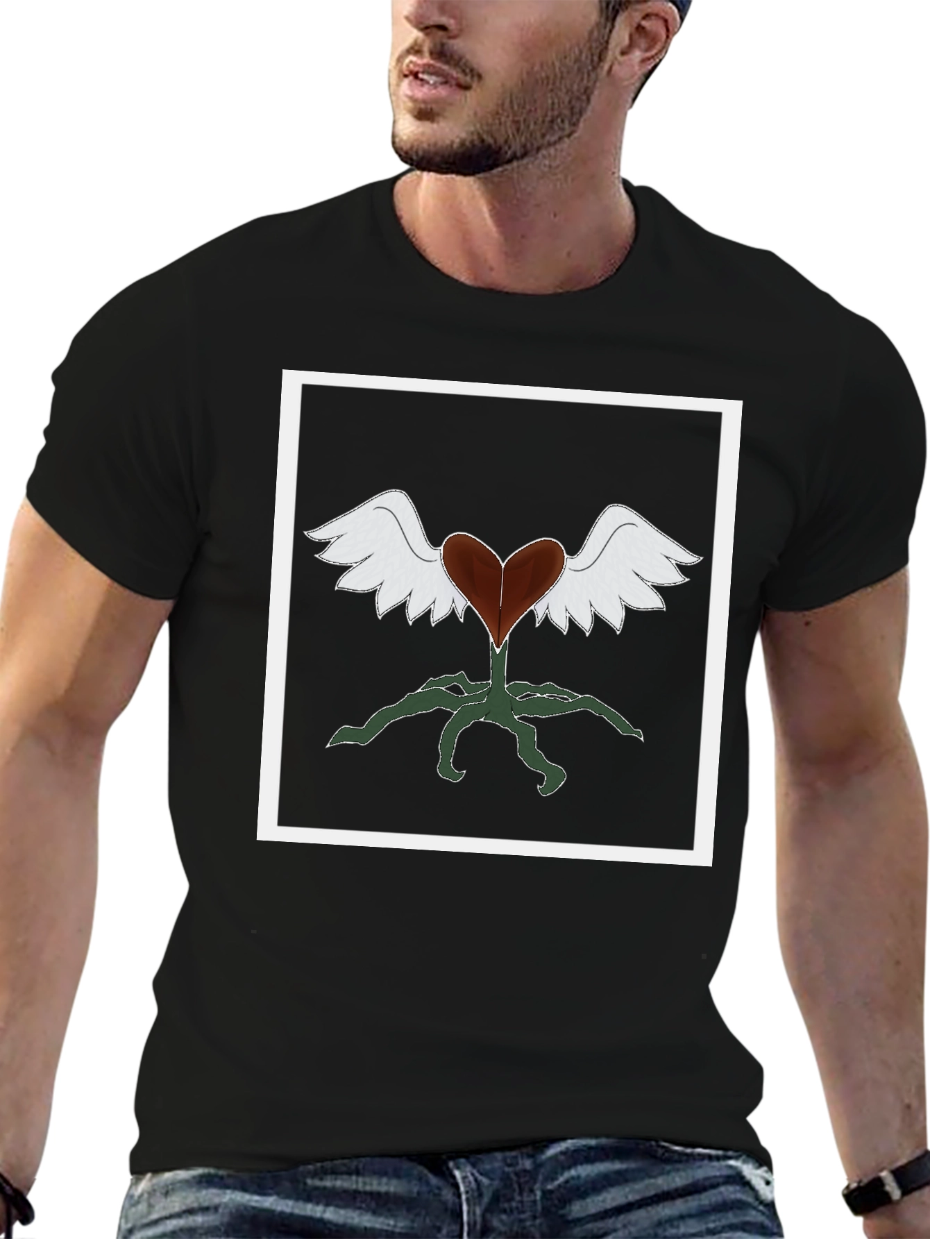 Heart with Wings Graphic Tee - Black