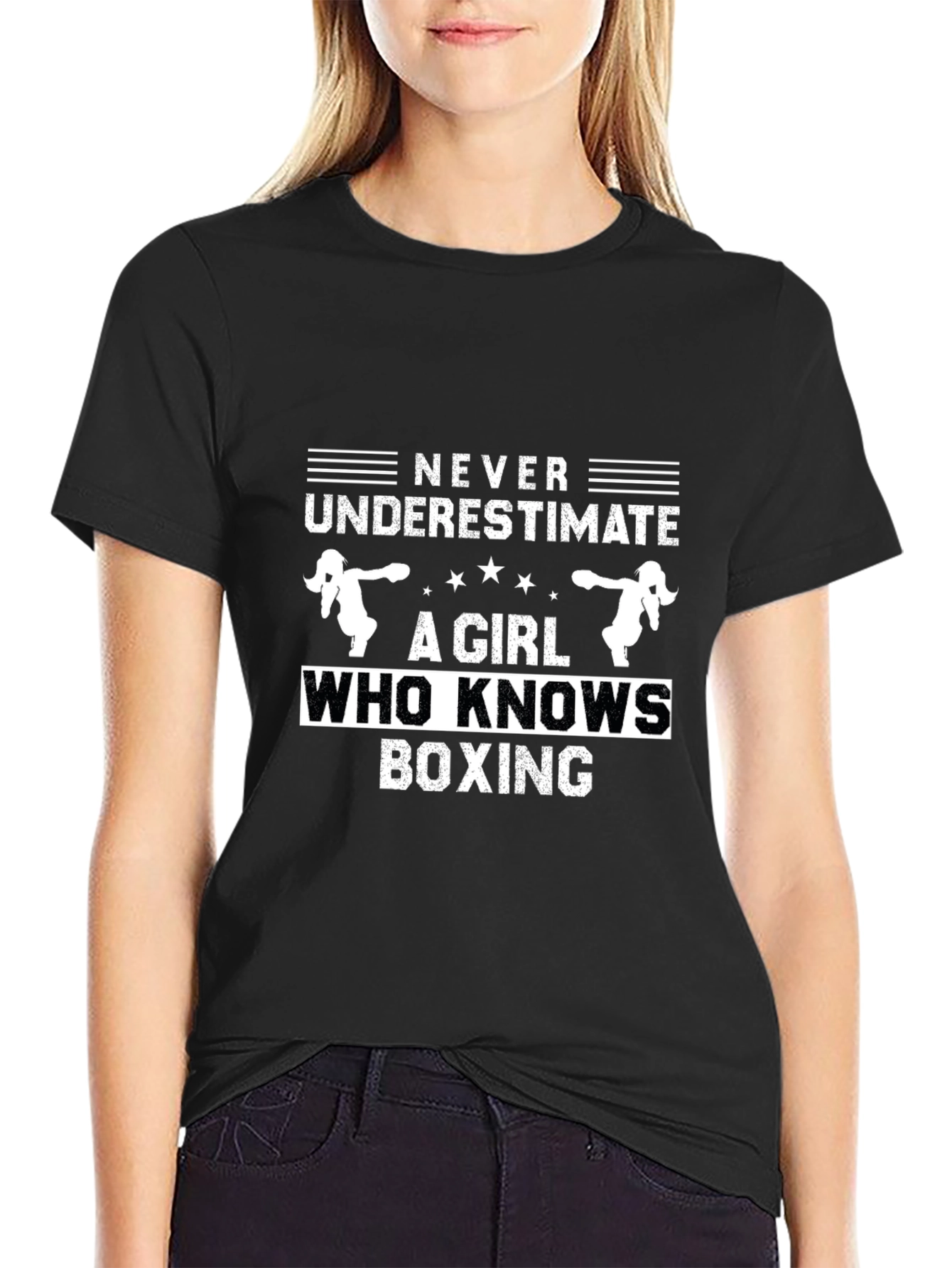 Never Underestimate A Girl Who Knows Boxing T-Shirt