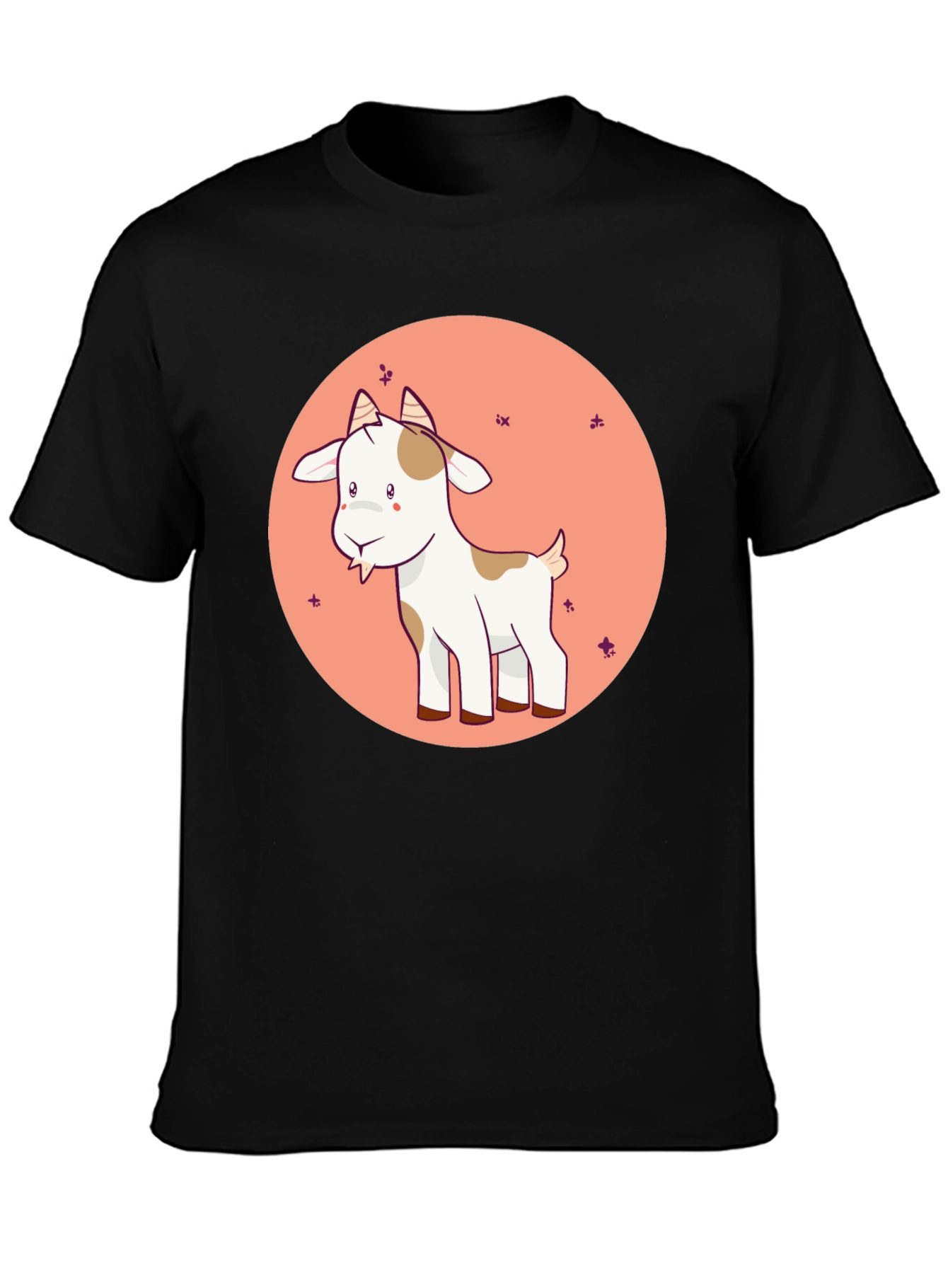 Cute Goat Graphic Tee - Black