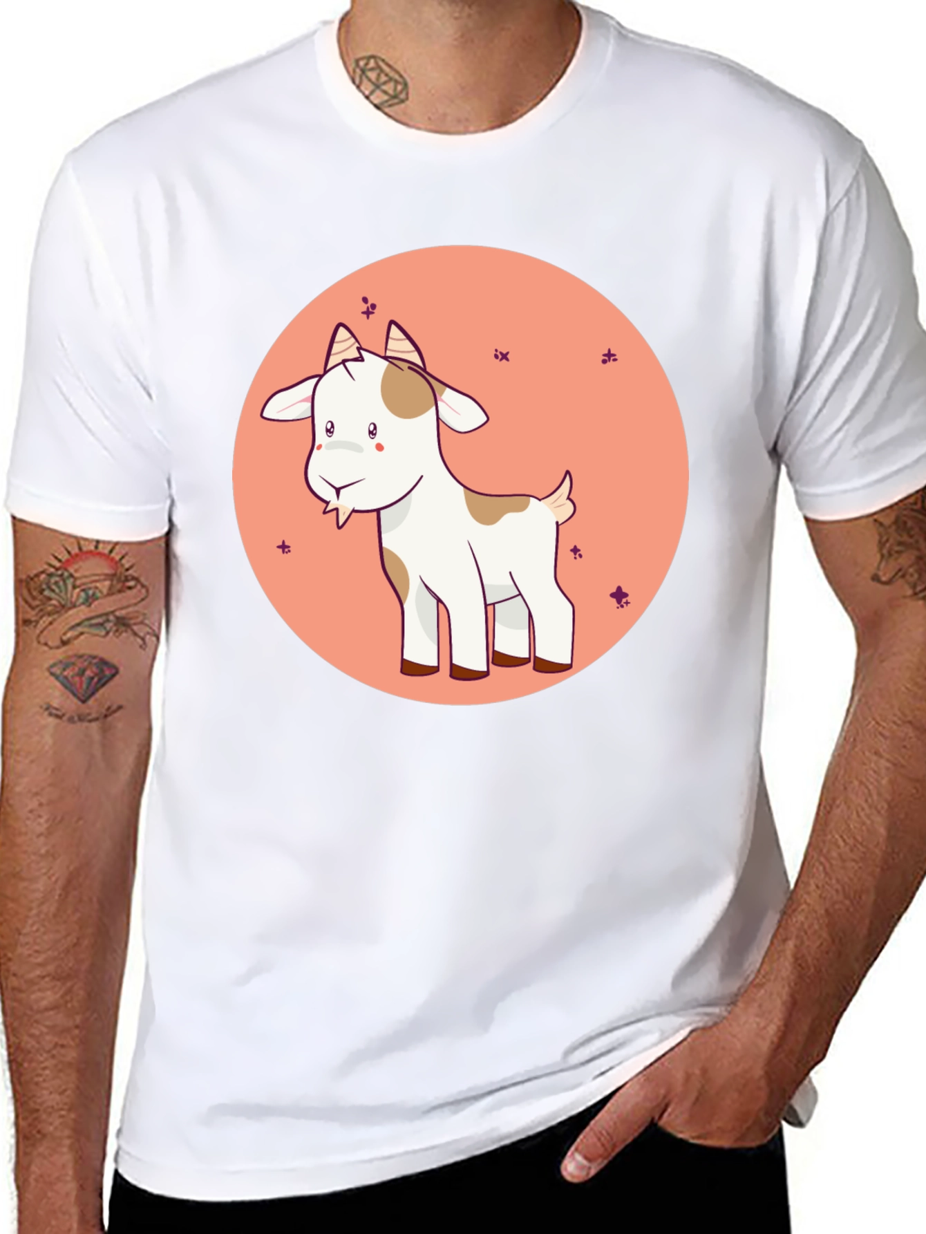 Cute Goat Graphic Tee - Black