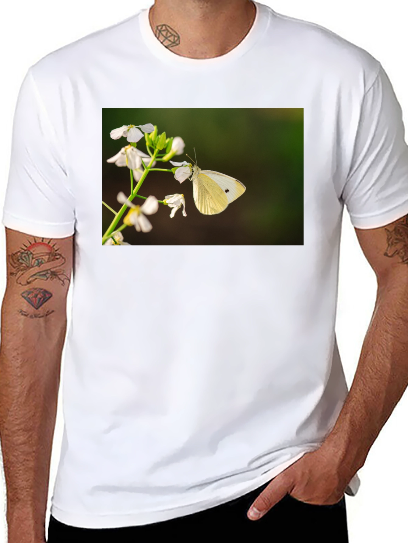 Butterfly Print Black T-Shirt
