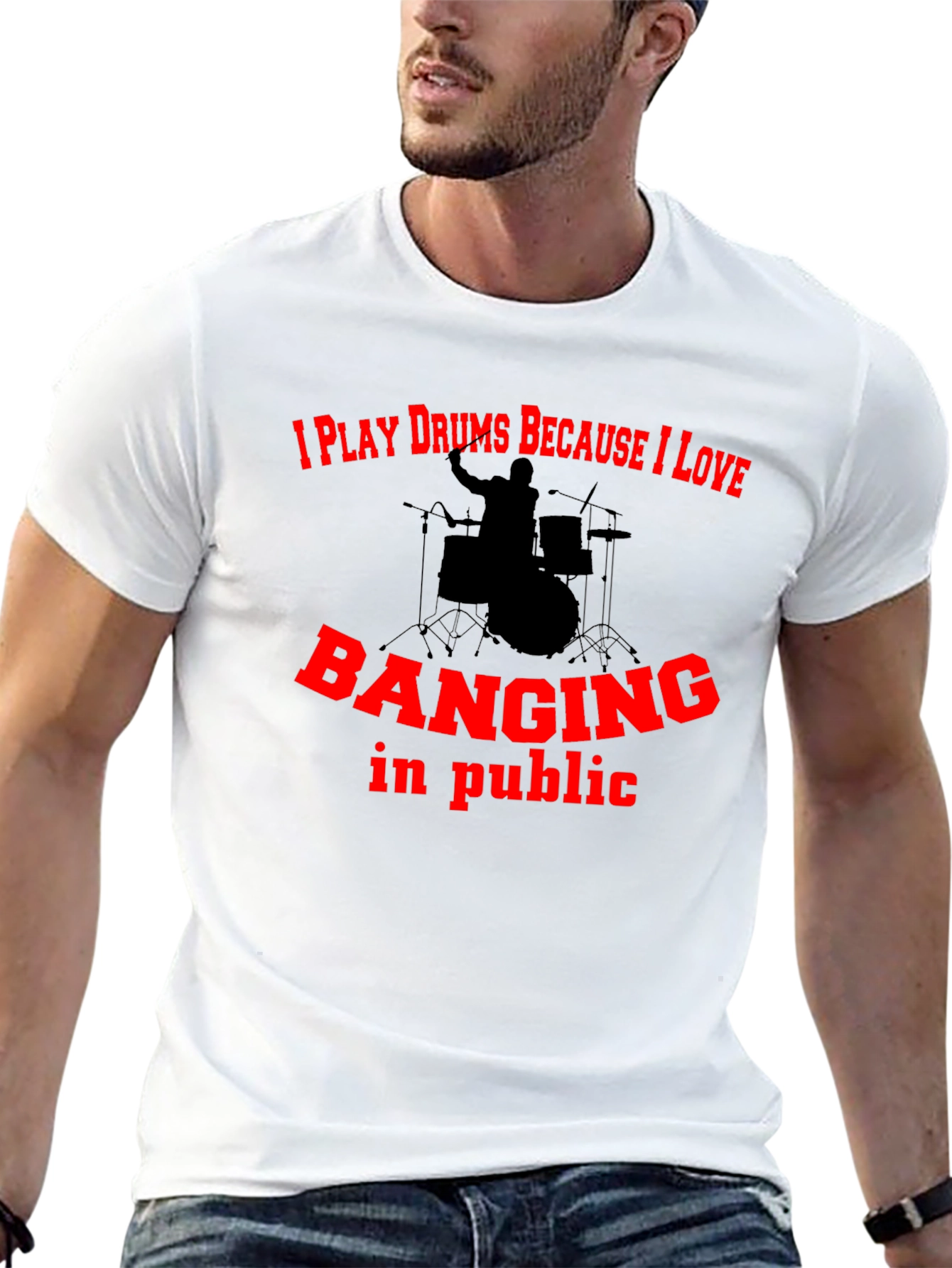 Funny Drummer Black T-Shirt - Banging in Public