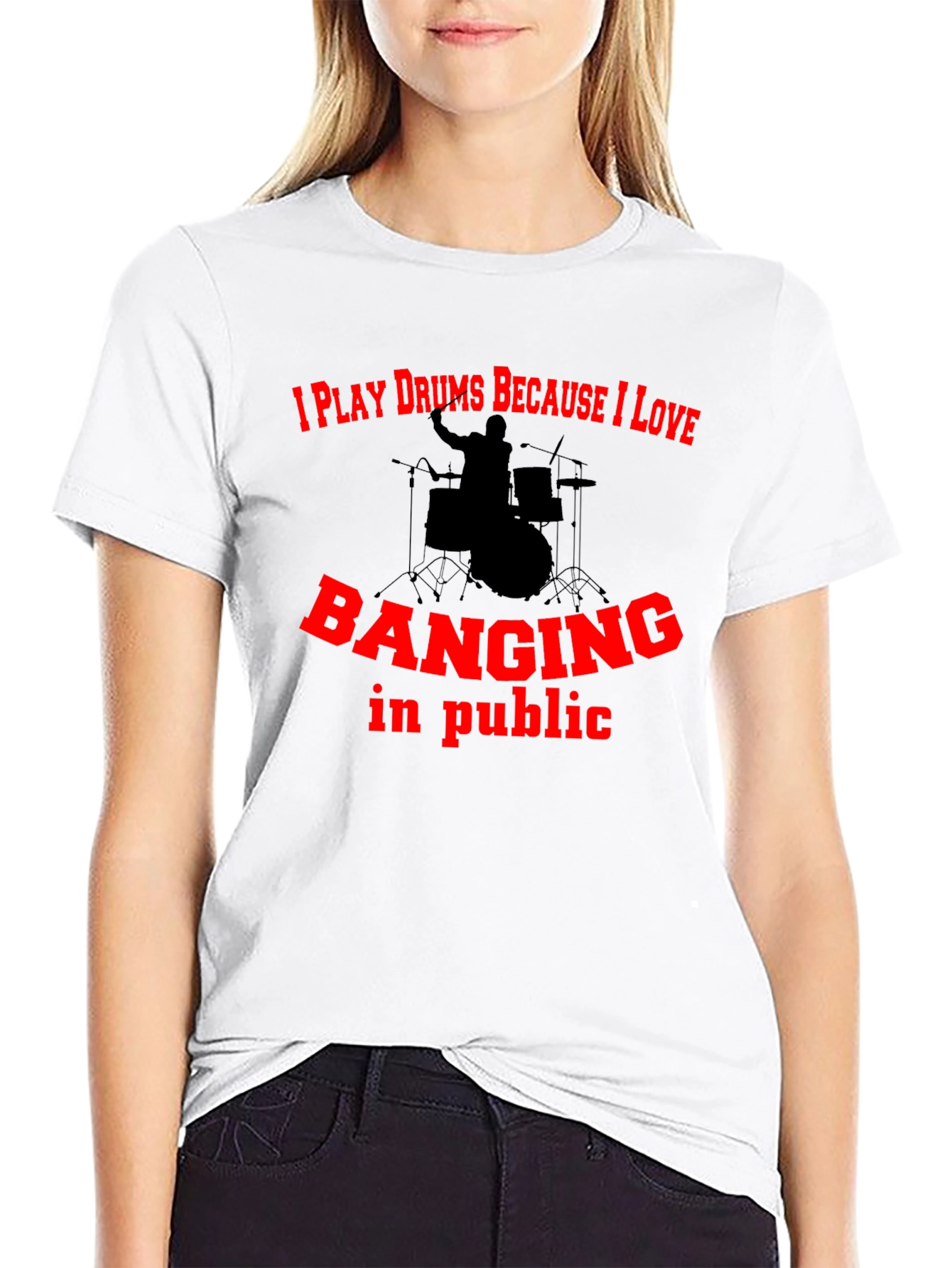 Funny Drummer Black T-Shirt - Banging in Public