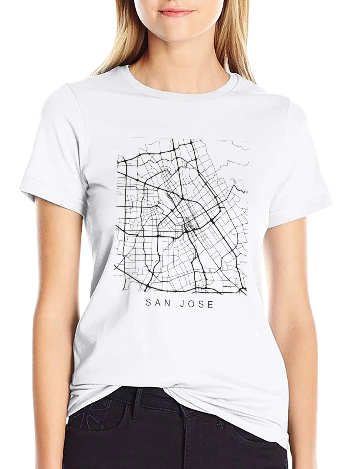 San Jose City Map T-Shirt - Black