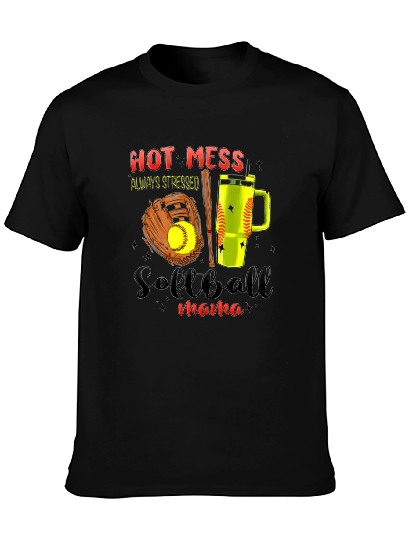 Hot Mess Softball Mama Graphic Tee