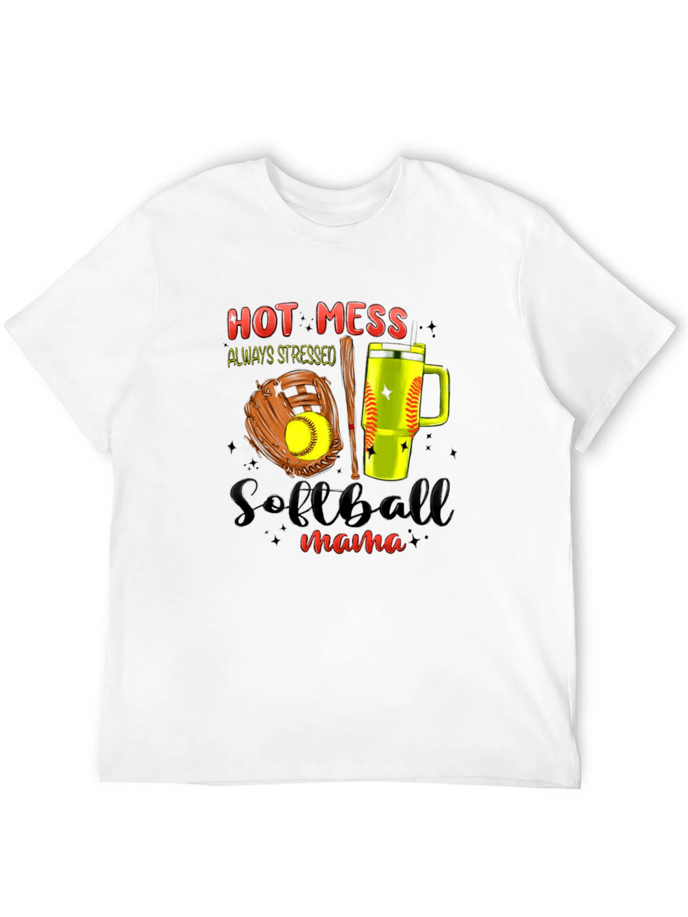 Hot Mess Softball Mama Graphic Tee