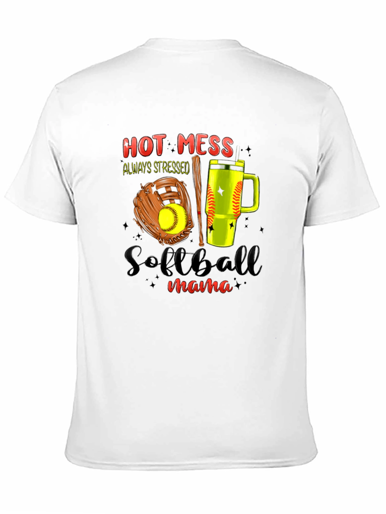 Hot Mess Softball Mama Graphic Tee