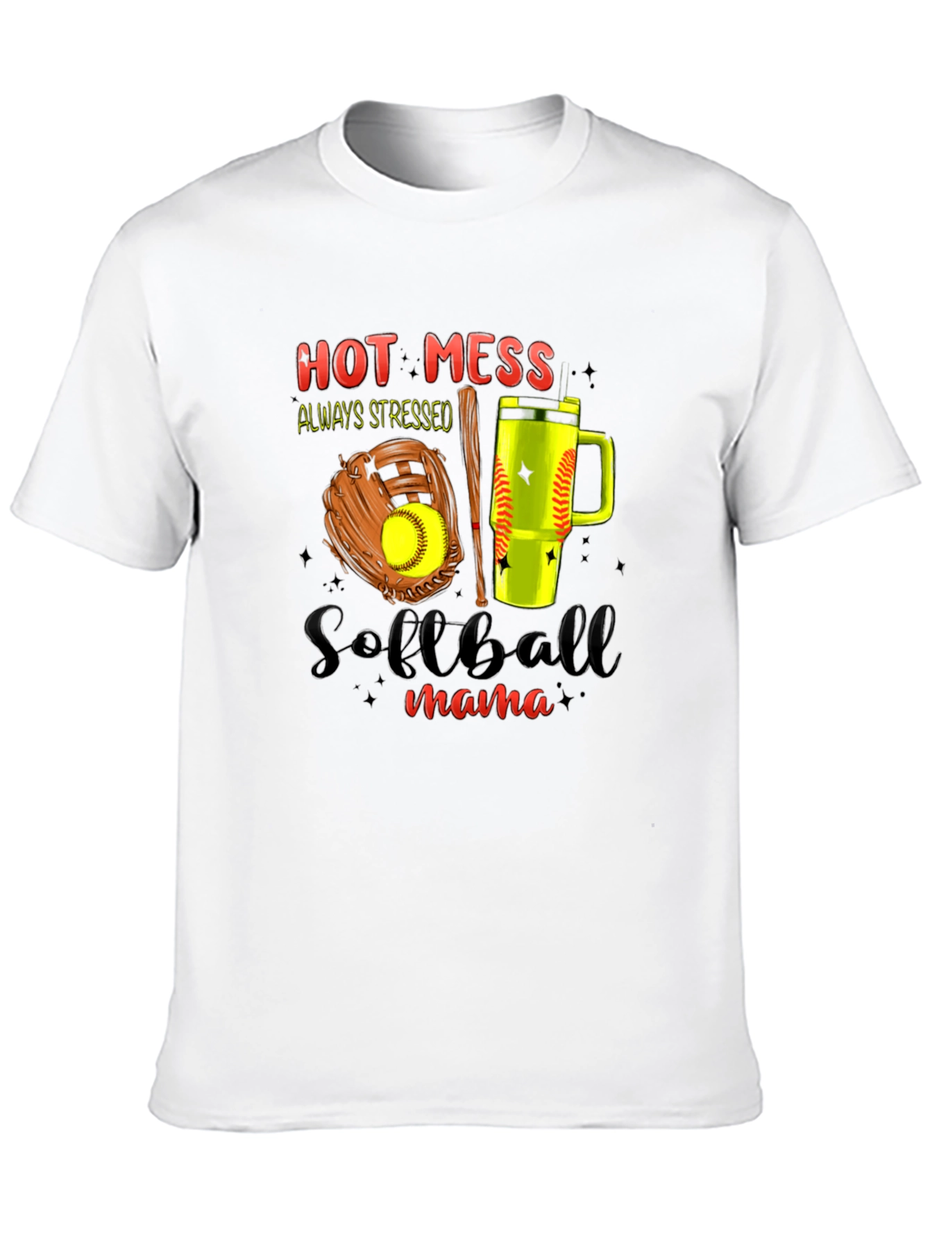 Hot Mess Softball Mama Graphic Tee