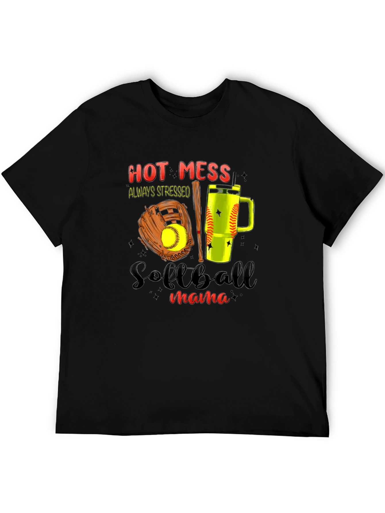 Hot Mess Softball Mama Graphic Tee