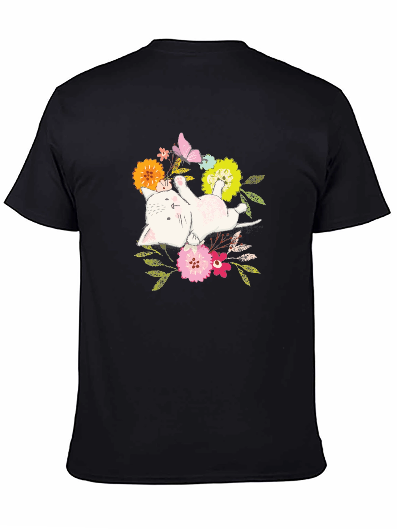 Floral Cat T-Shirt: Cute Kitten Graphic Tee