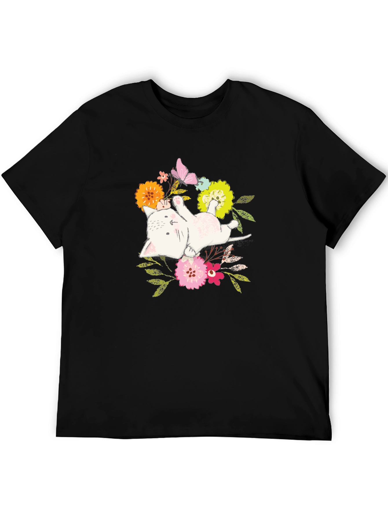 Floral Cat T-Shirt: Cute Kitten Graphic Tee