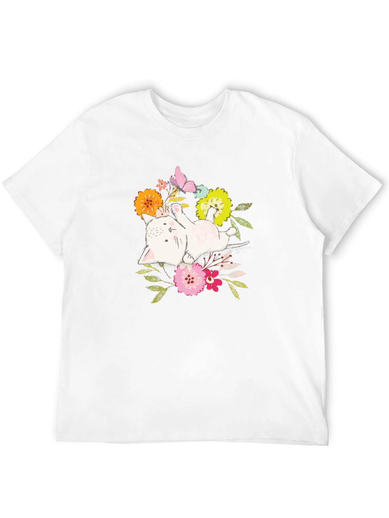 Floral Cat T-Shirt: Cute Kitten Graphic Tee