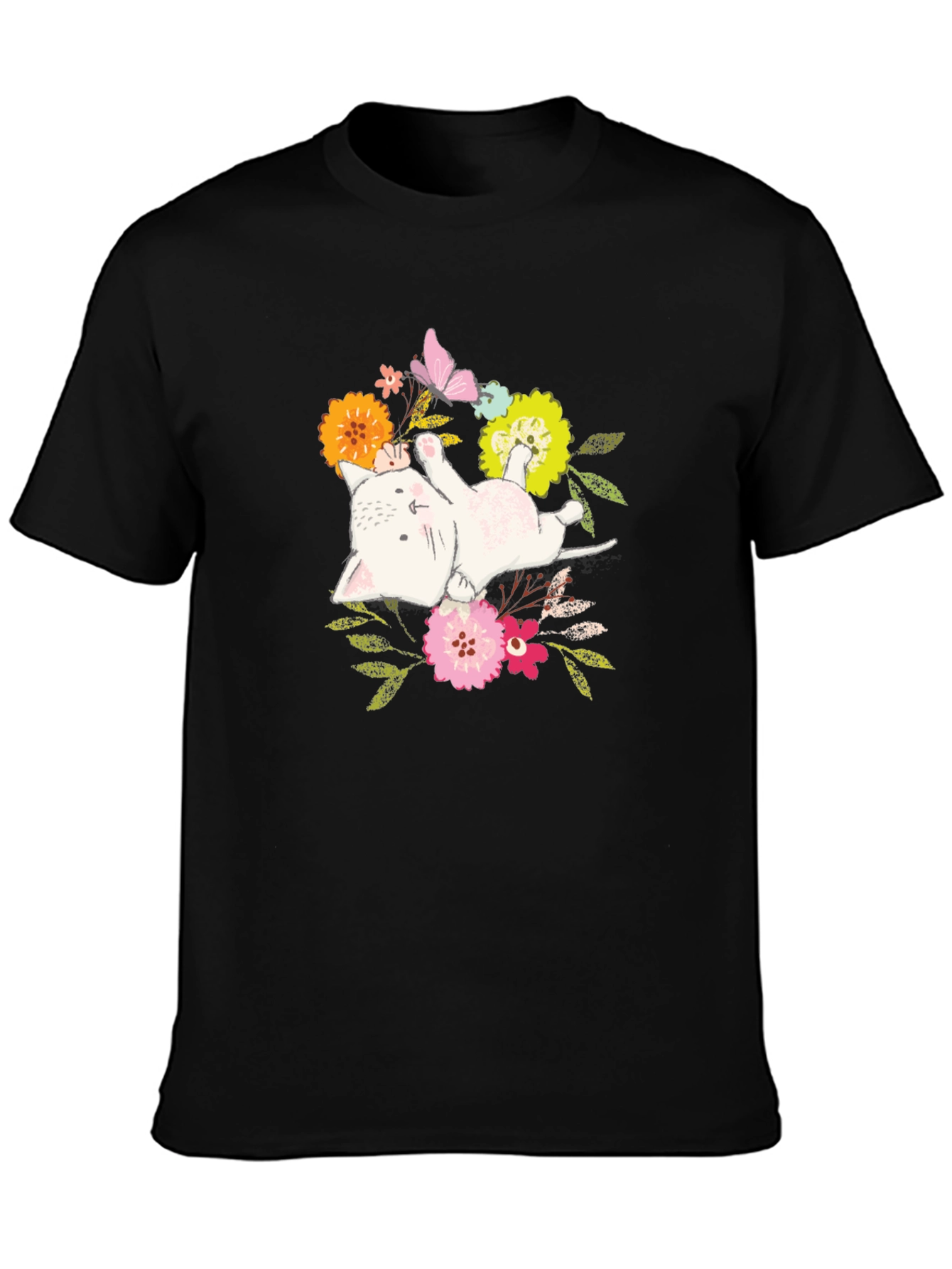 Floral Cat T-Shirt: Cute Kitten Graphic Tee
