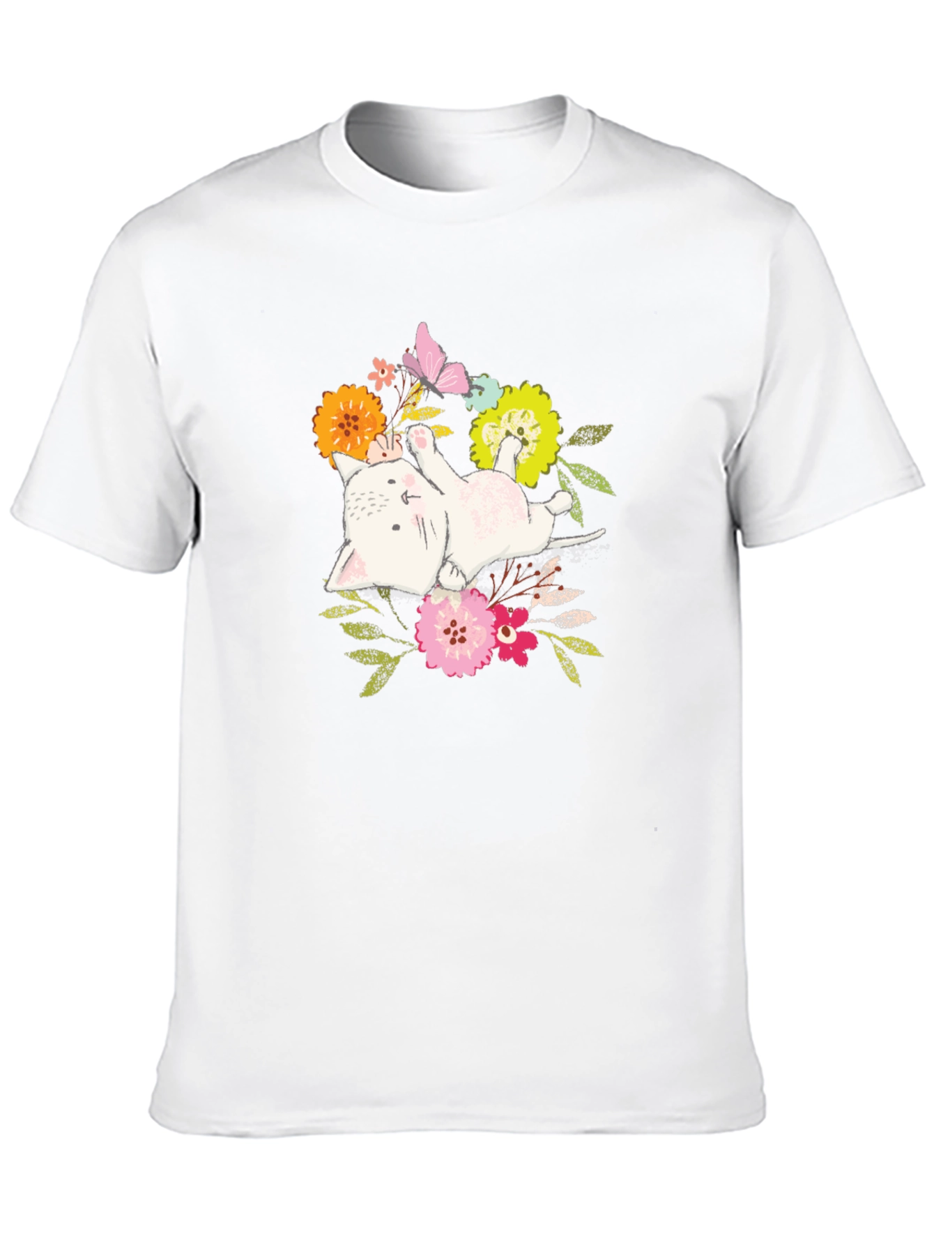 Floral Cat T-Shirt: Cute Kitten Graphic Tee